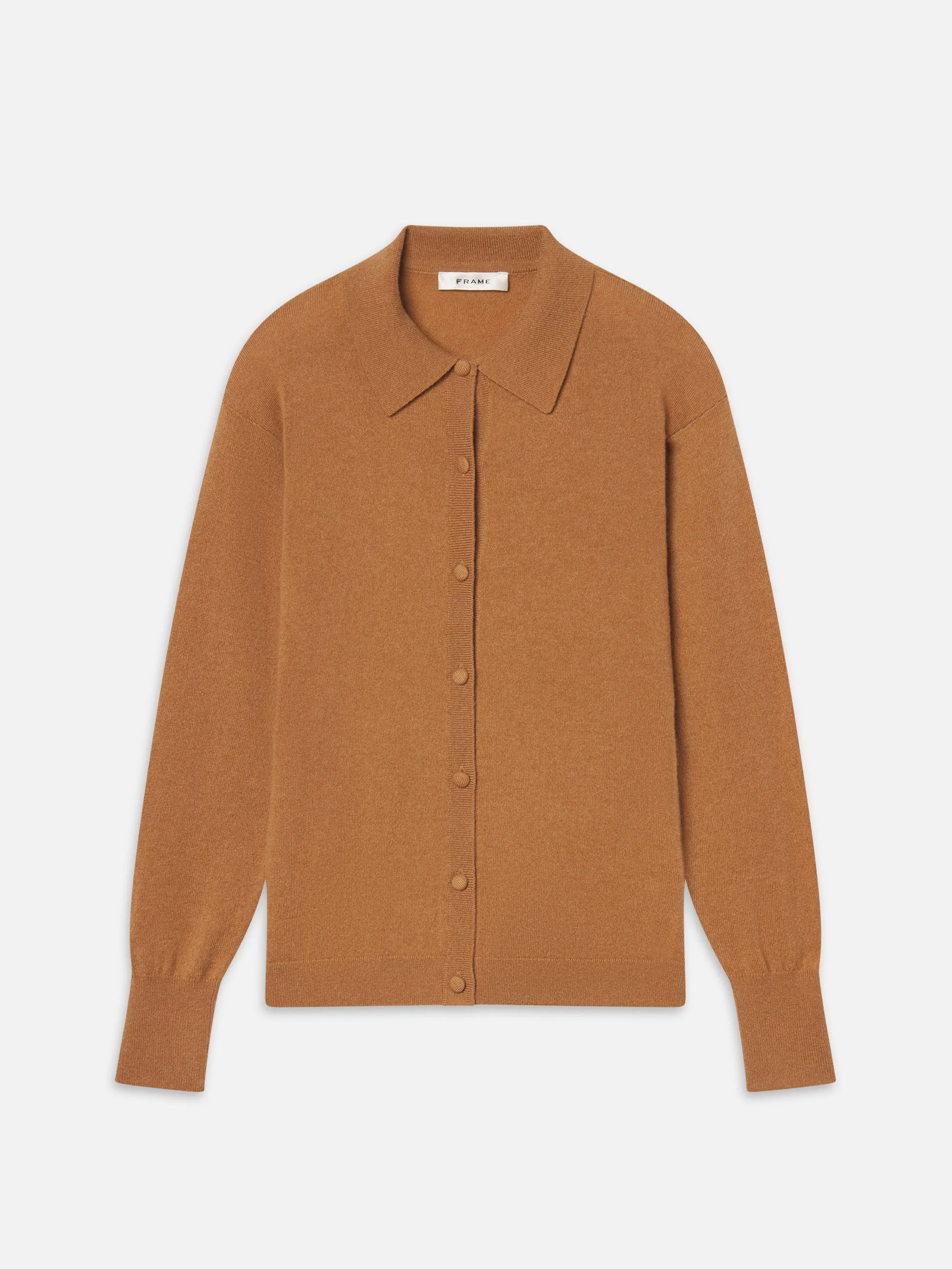 The Cashmere Collared Cardi -- Light Camel sold by Frame Denim