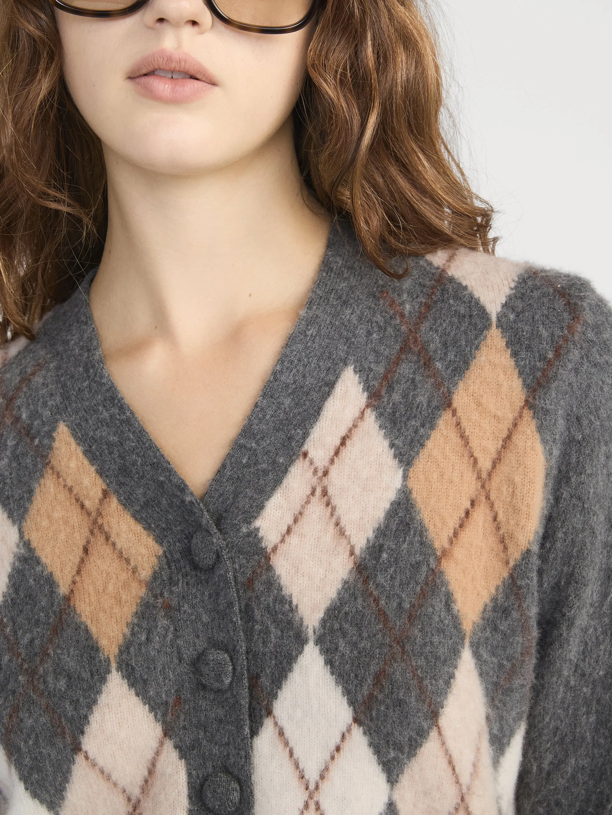 The Brushed Argyle Cardi -- Grey Multi sold by Frame Denim product image thumbnail 5