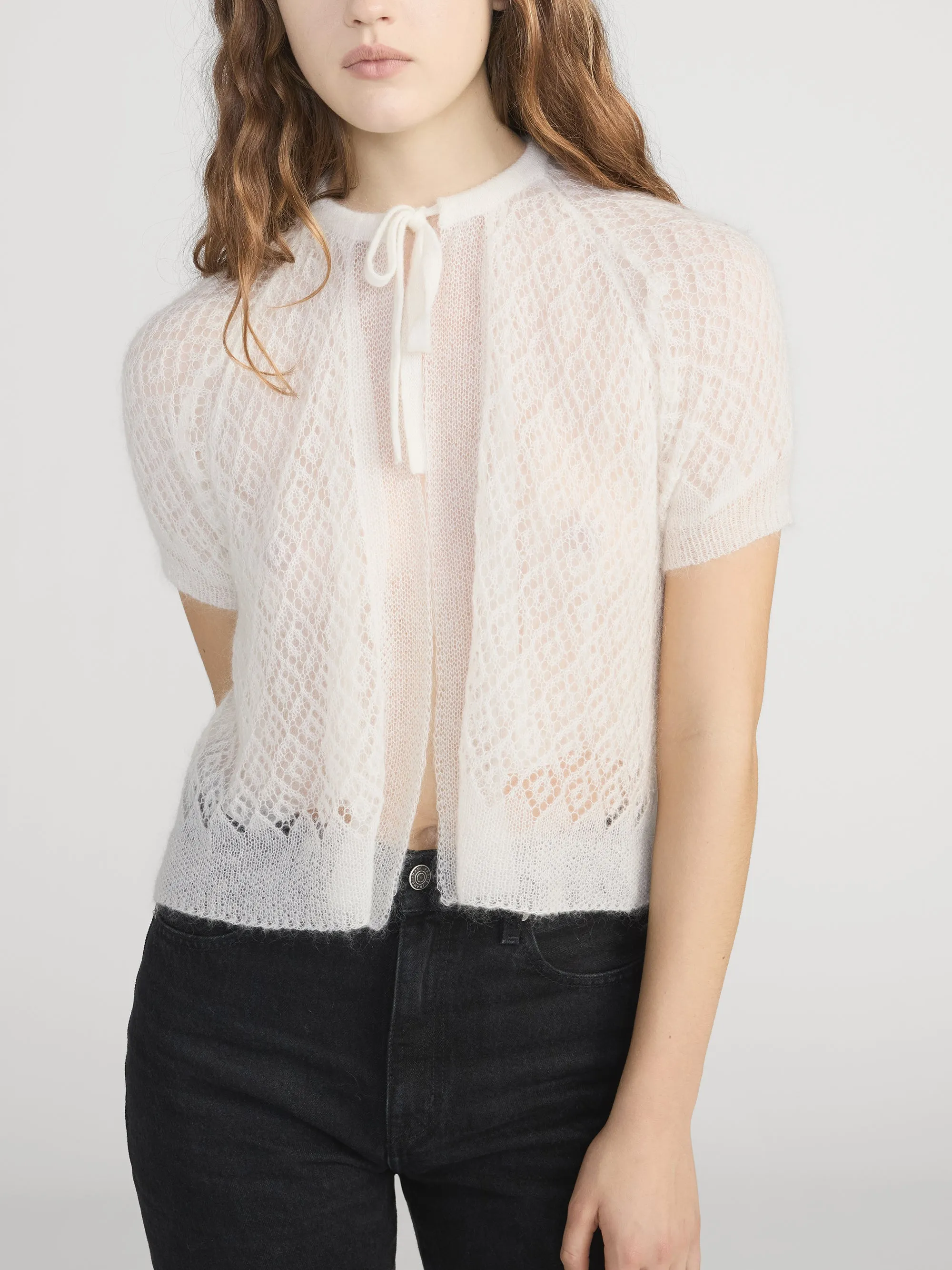 The Delicate Tie Sweater -- Cream sold by Frame Denim product image thumbnail 3