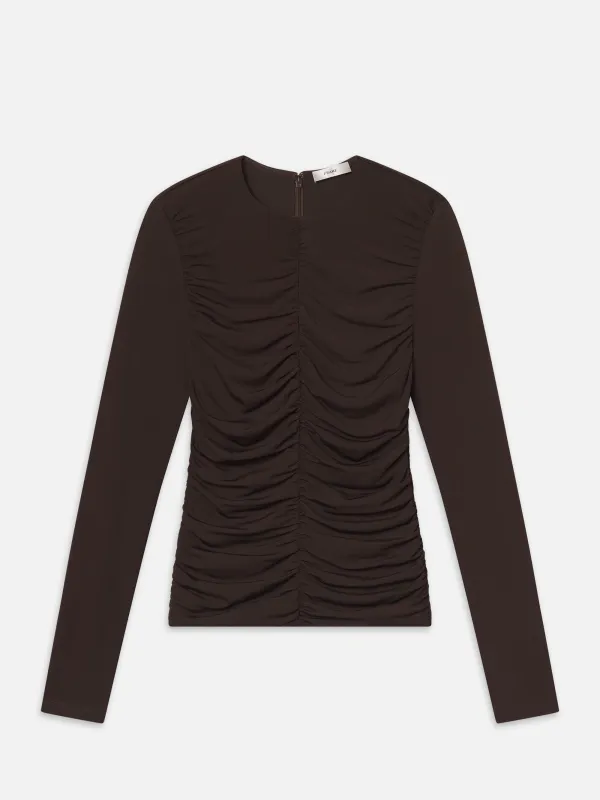 The Ruched Top -- Mocha sold by Frame Denim