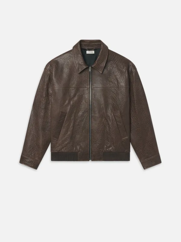 Textured Leather Bomber -- Cafe sold by Frame Denim