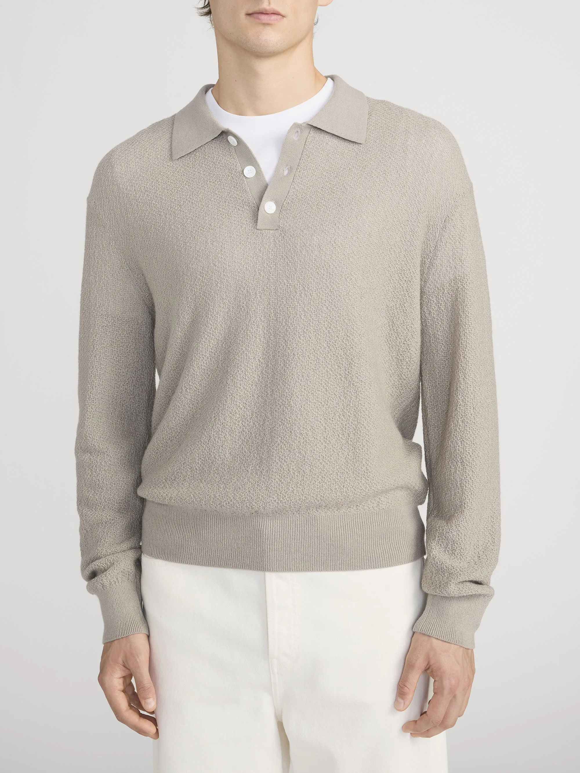 Long Sleeve Polo Sweater -- Warm Grey sold by Frame Denim product image thumbnail 3