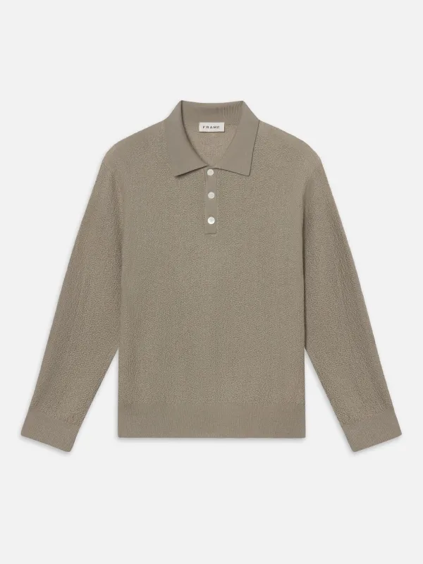 Long Sleeve Polo Sweater -- Warm Grey sold by Frame Denim