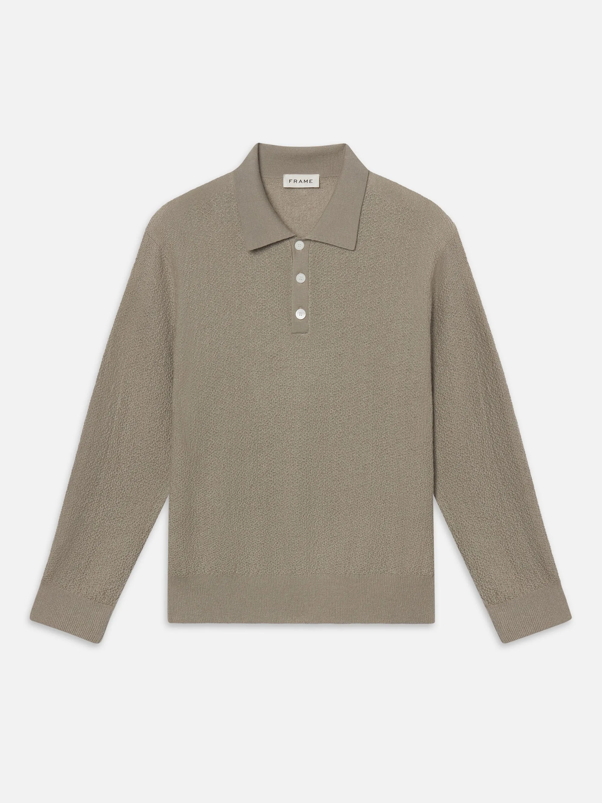Long Sleeve Polo Sweater -- Warm Grey sold by Frame Denim