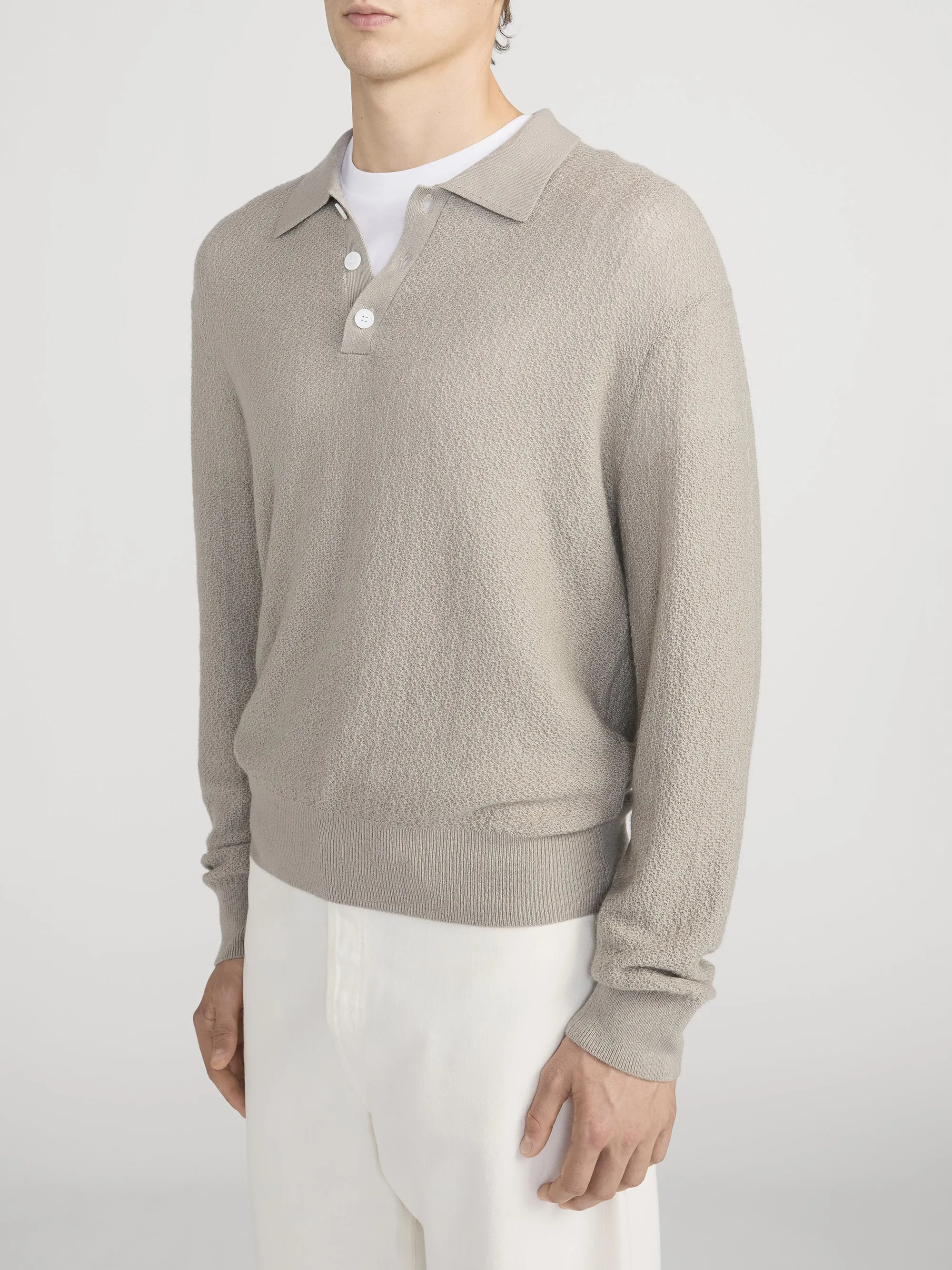 Long Sleeve Polo Sweater -- Warm Grey sold by Frame Denim product image thumbnail 4