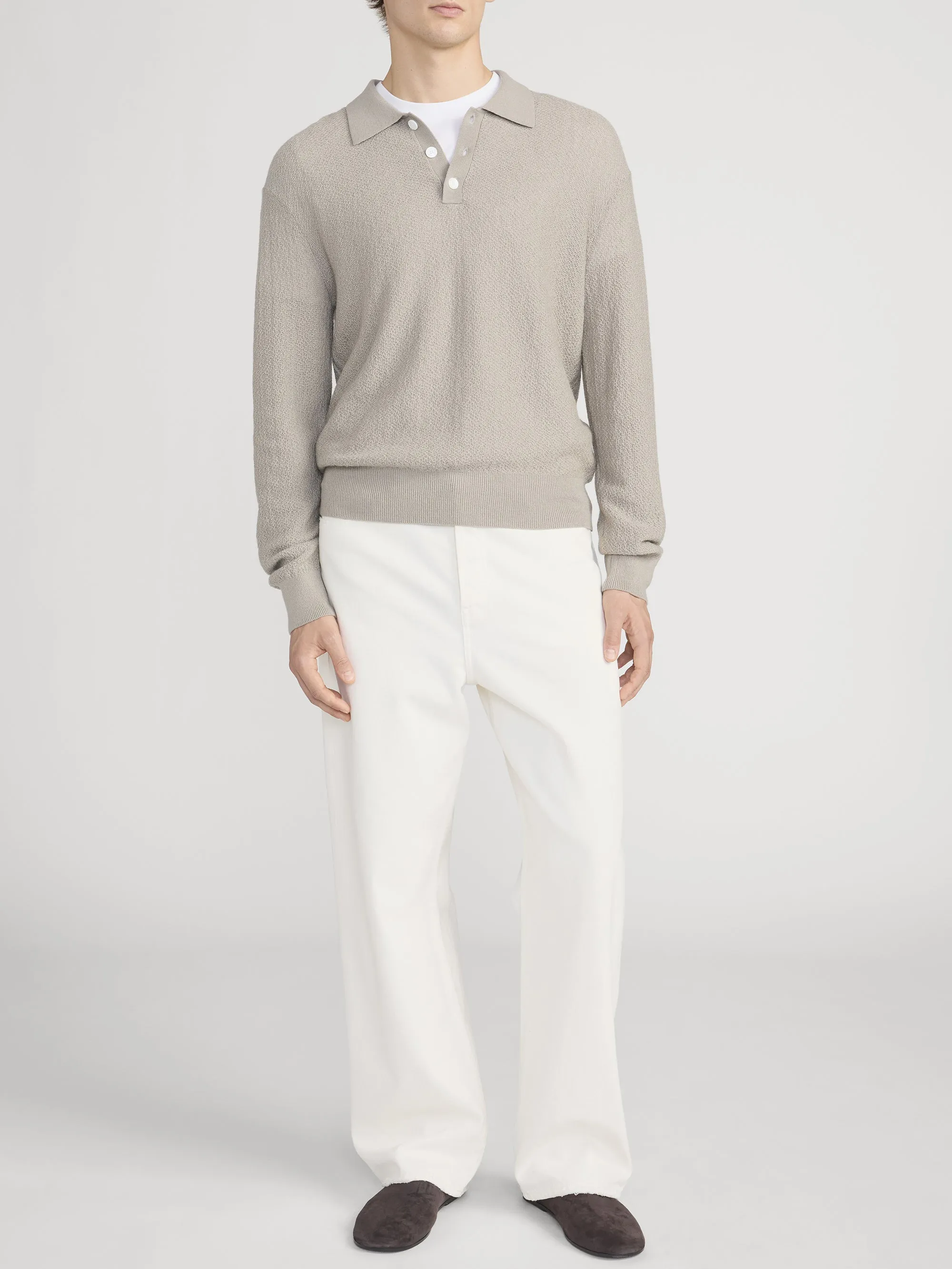 Long Sleeve Polo Sweater -- Warm Grey sold by Frame Denim product image thumbnail 2