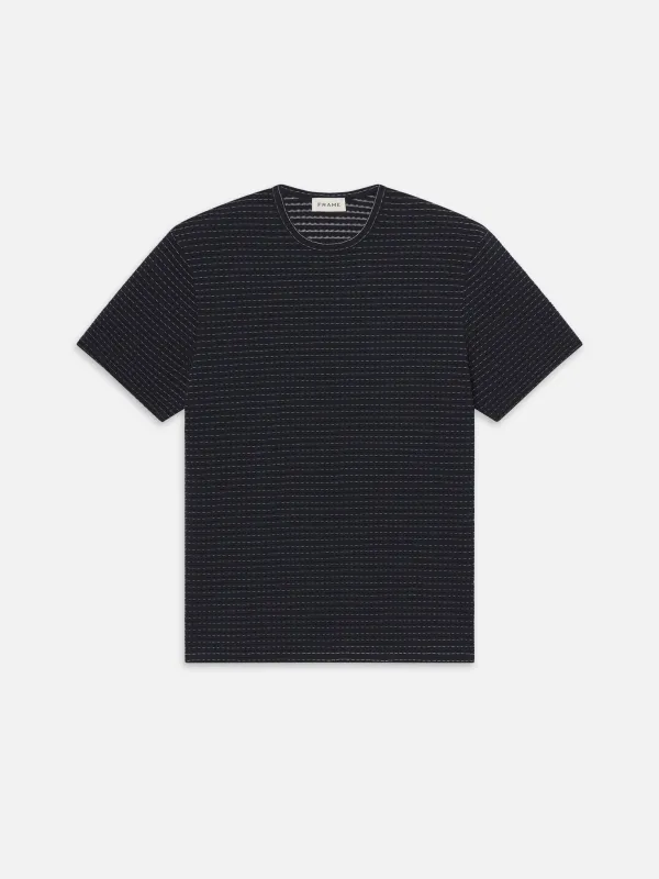 Jacquard Stripe Tee -- Navy/Cream Stripe sold by Frame Denim