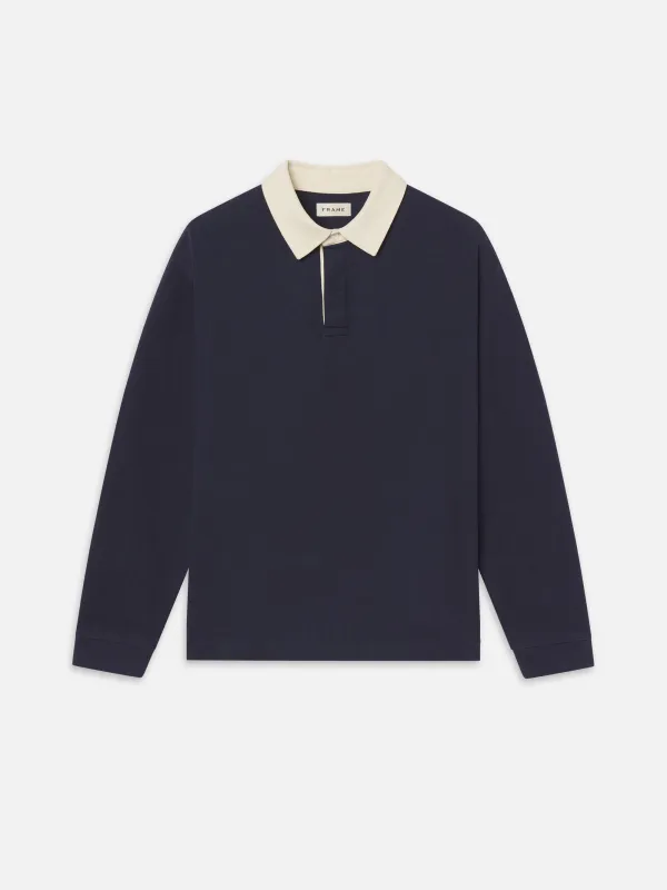 Rugby Polo Shirt -- Dark Navy made by Frame Denim