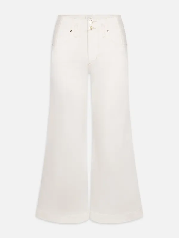 The Seamed Wide Trouser Crop -- Au Natural Clean sold by Frame Denim