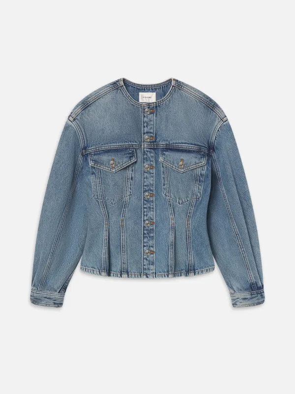 The Nipped Collarless Jacket -- Umbria sold by Frame Denim