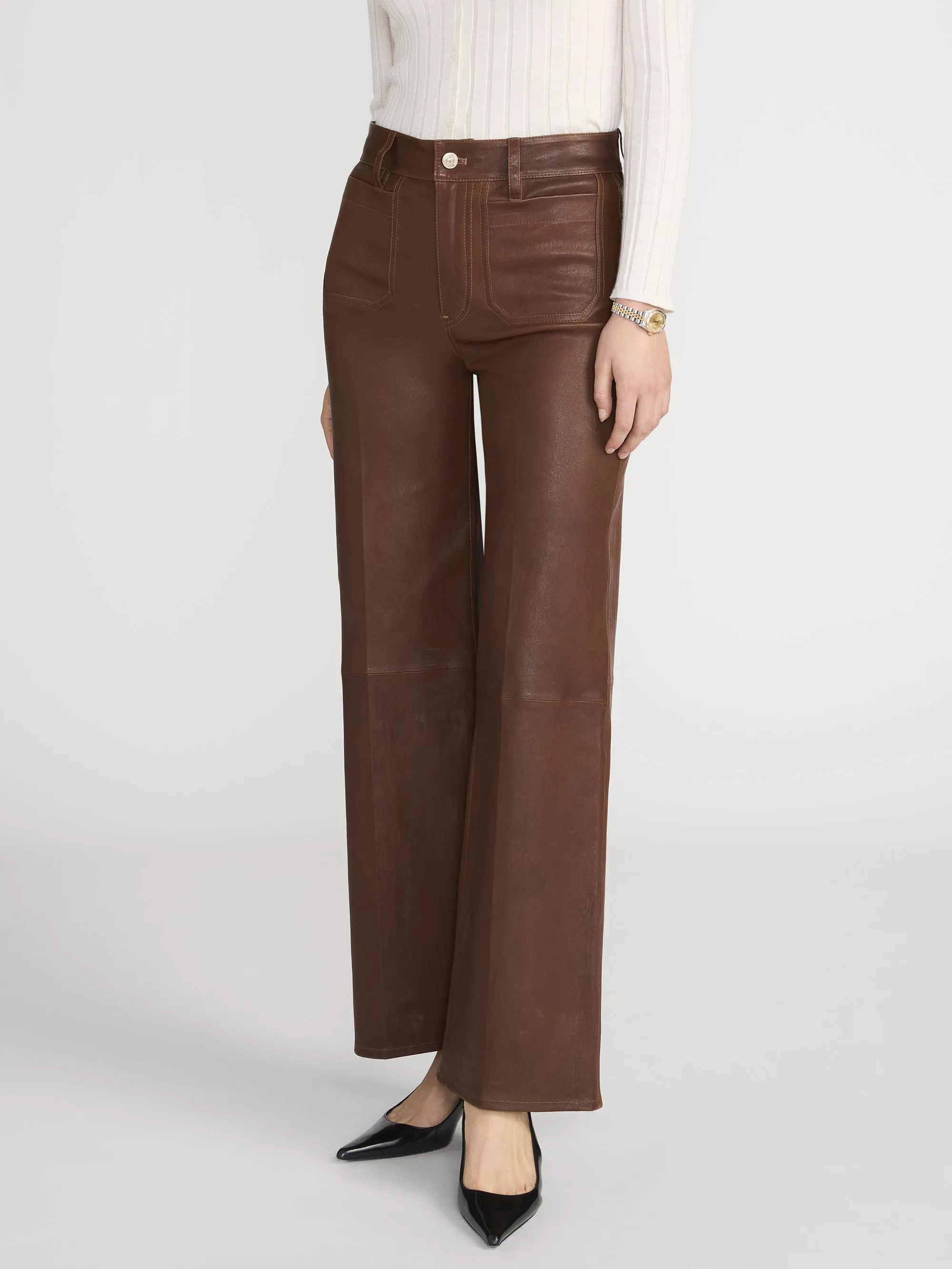 Le Slim Palazzo Modernist Pocket Leather -- Cedar sold by Frame Denim product image thumbnail 4