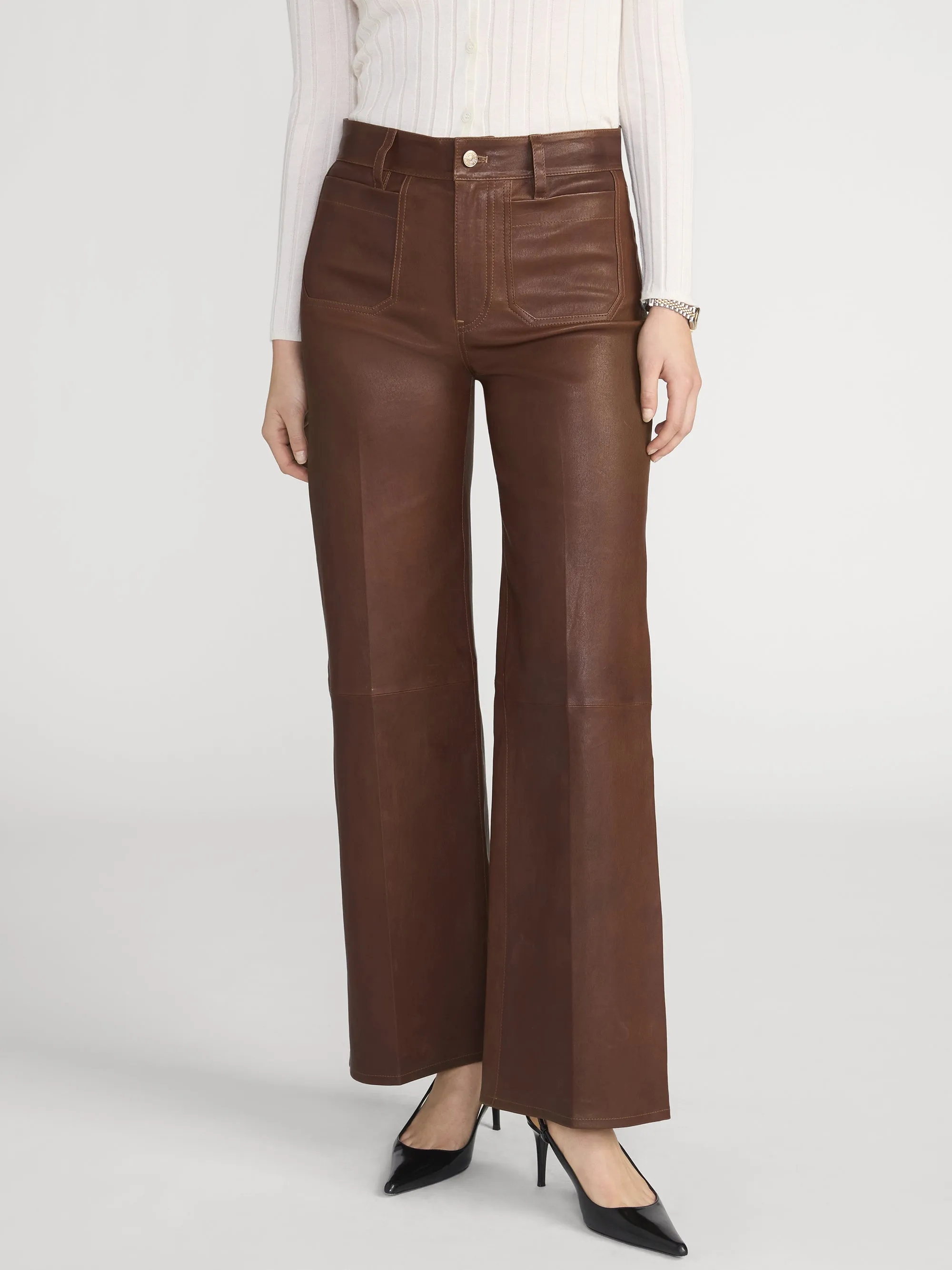 Le Slim Palazzo Modernist Pocket Leather -- Cedar sold by Frame Denim product image thumbnail 3