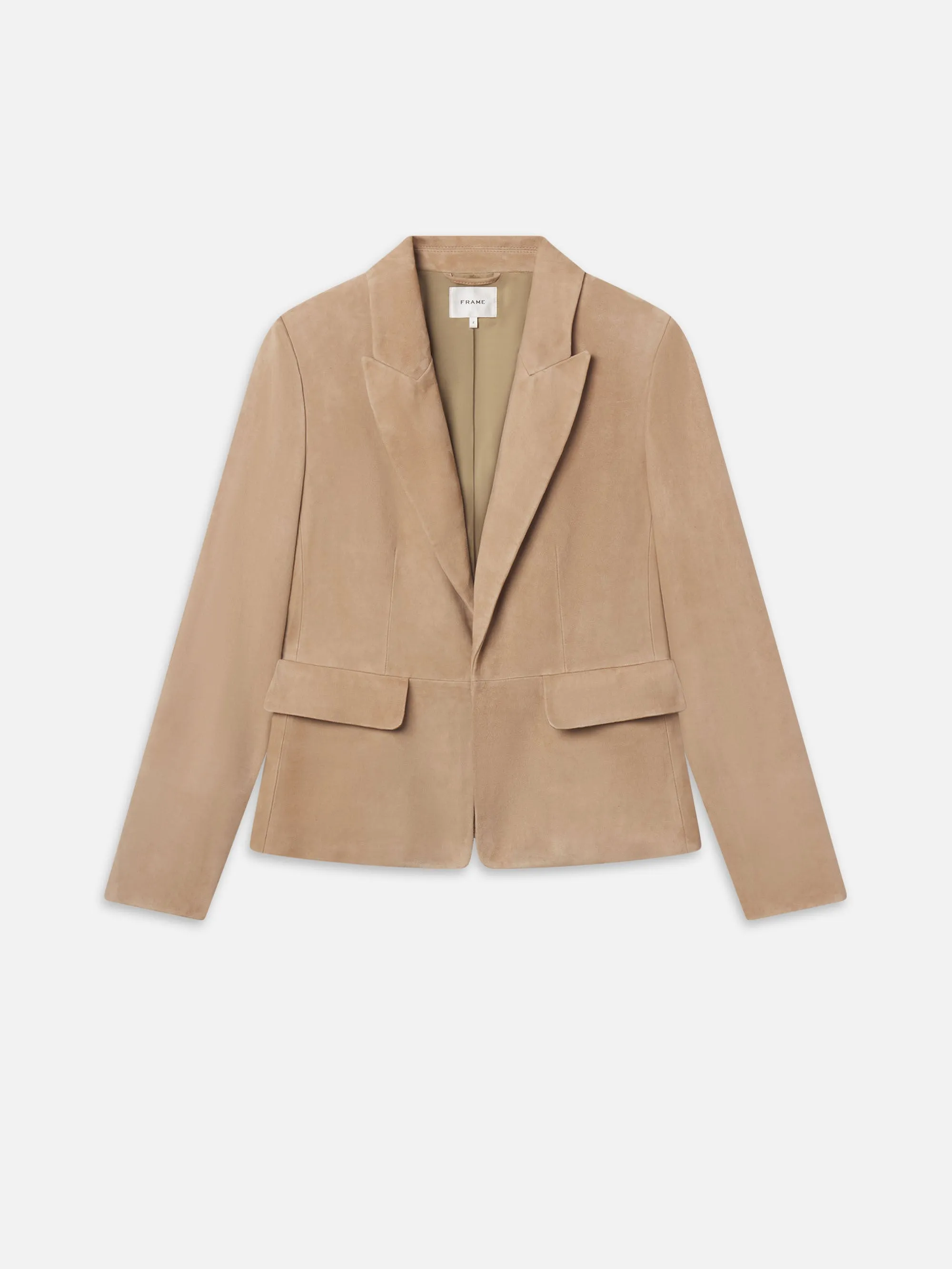The Suede Sleek Blazer -- Light Camel sold by Frame Denim