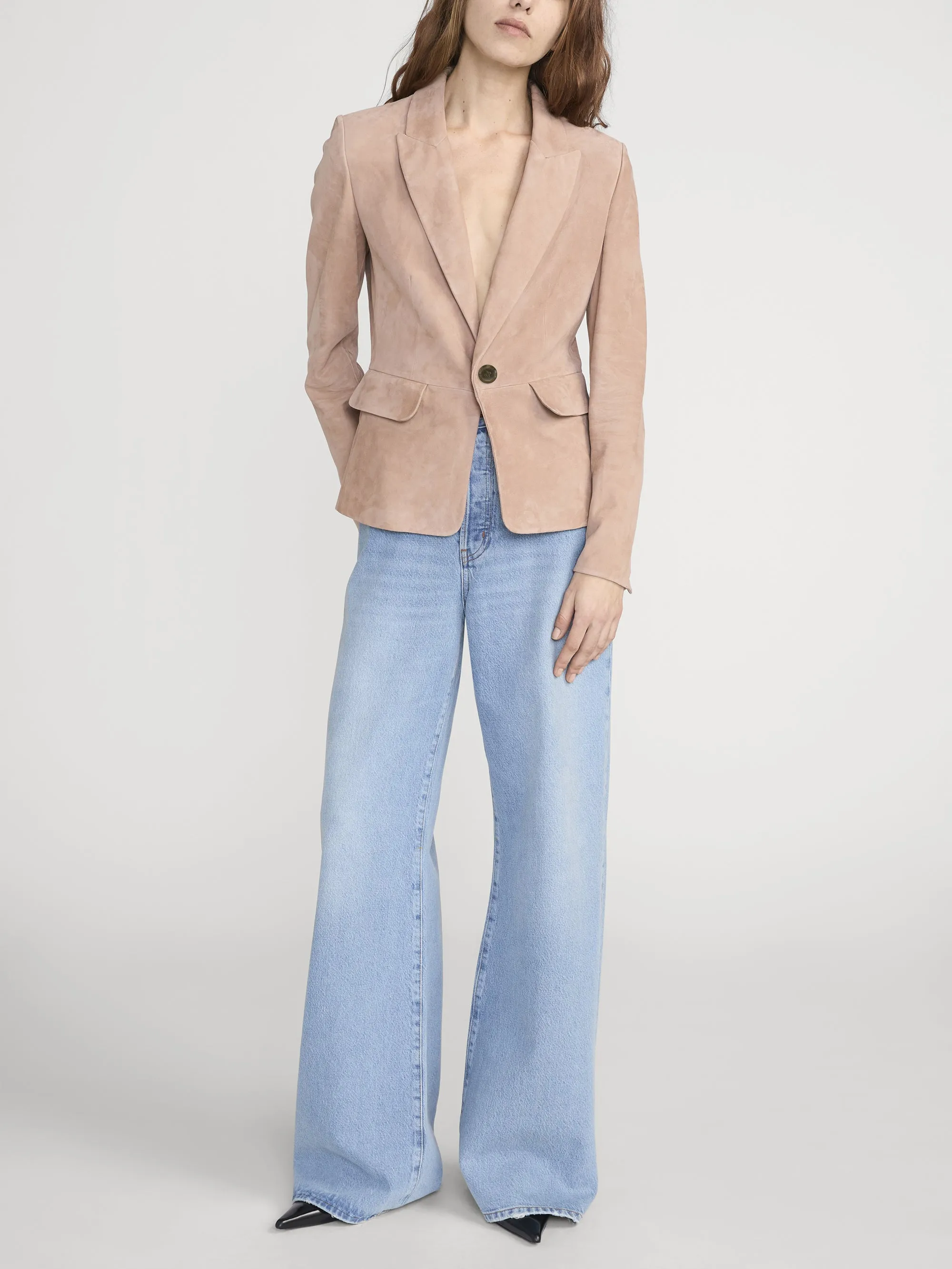 The Suede Sleek Blazer -- Light Camel sold by Frame Denim product image thumbnail 2