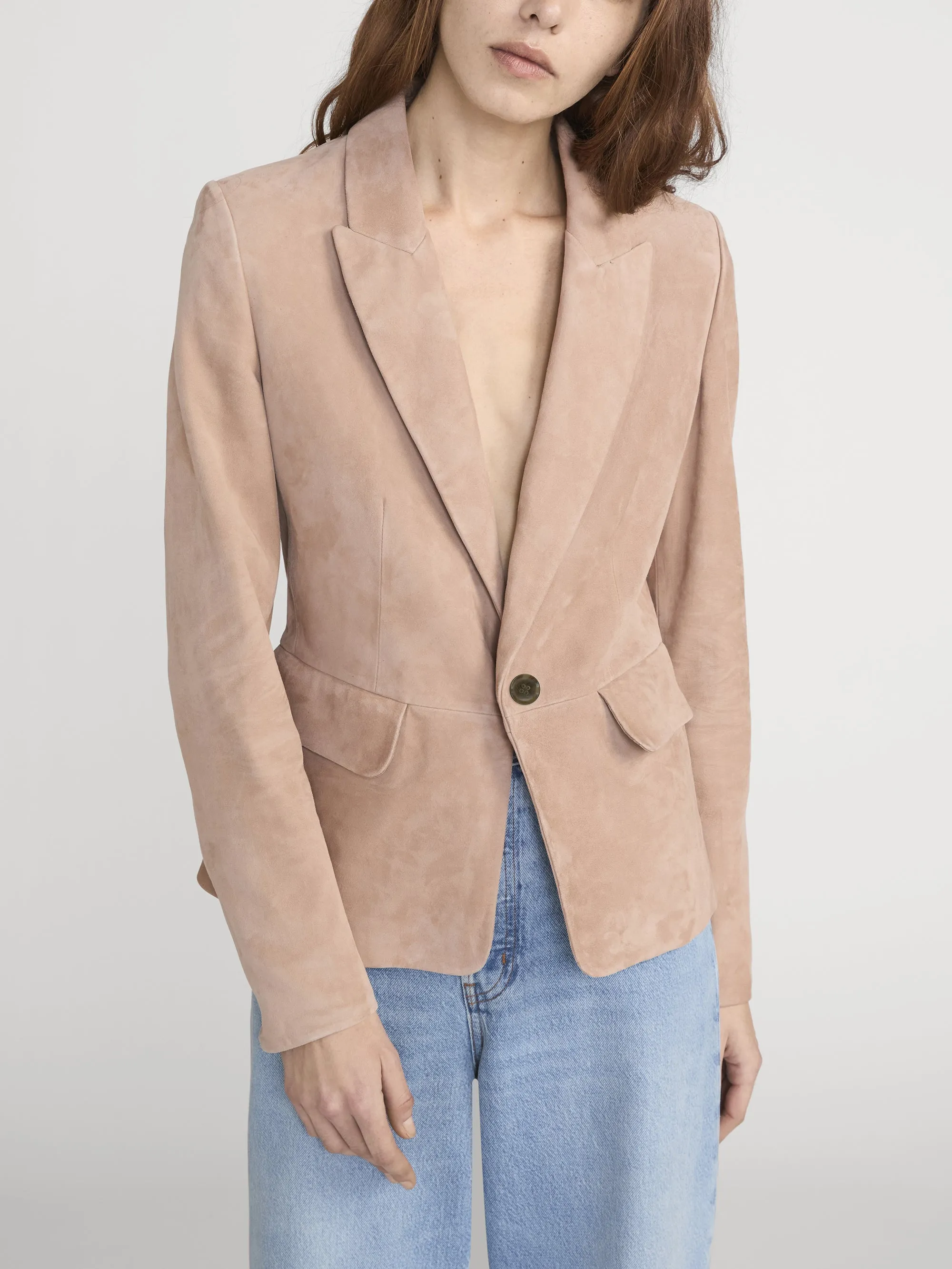 The Suede Sleek Blazer -- Light Camel sold by Frame Denim product image thumbnail 3
