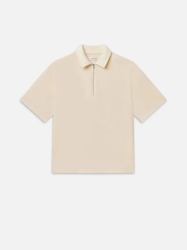 Zip Polo Shirt -- Light Stone sold by Frame Denim