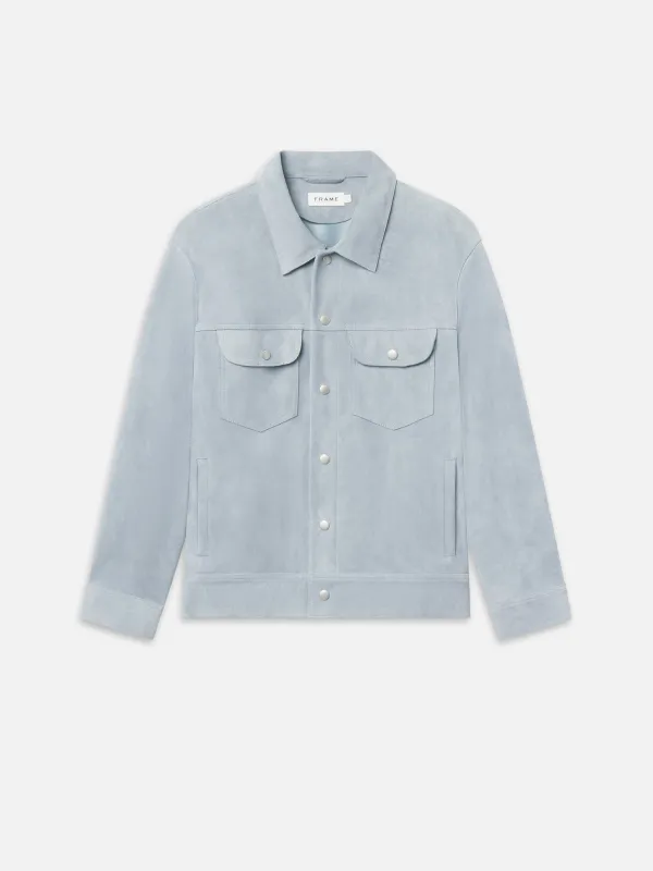 Suede Trucker Jacket -- Smoky Blue sold by Frame Denim
