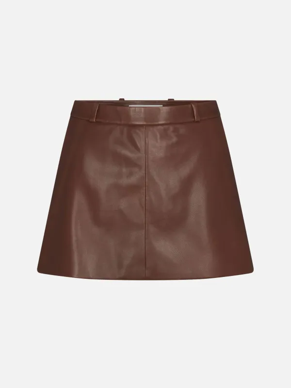 The Leather Mini Skirt -- Dark Brown sold by Frame Denim