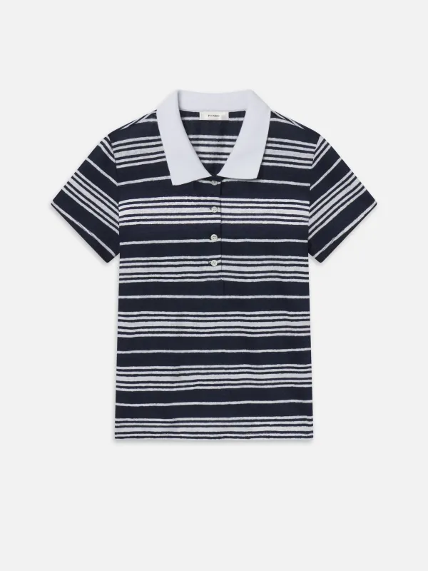 The Striped Polo -- Navy Multi sold by Frame Denim