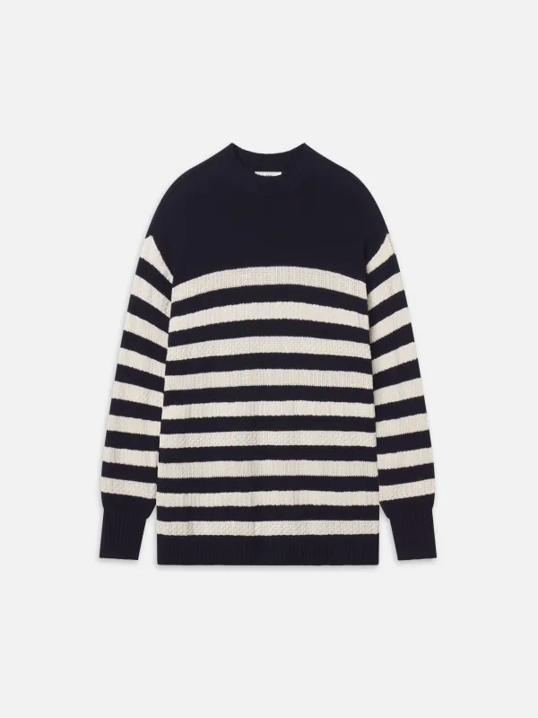 The Variation Stripe Crew -- Navy Multi made by Frame Denim