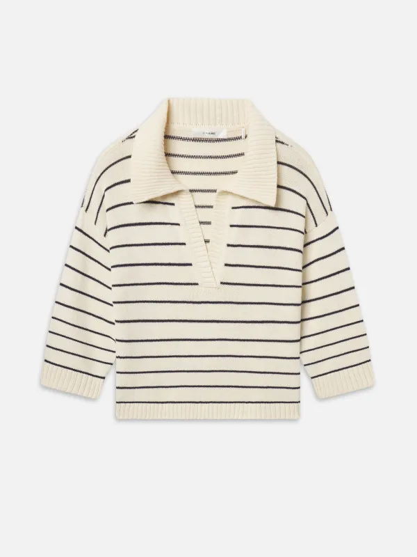 The Striped Easy Pullover -- Cream Multi made by Frame Denim