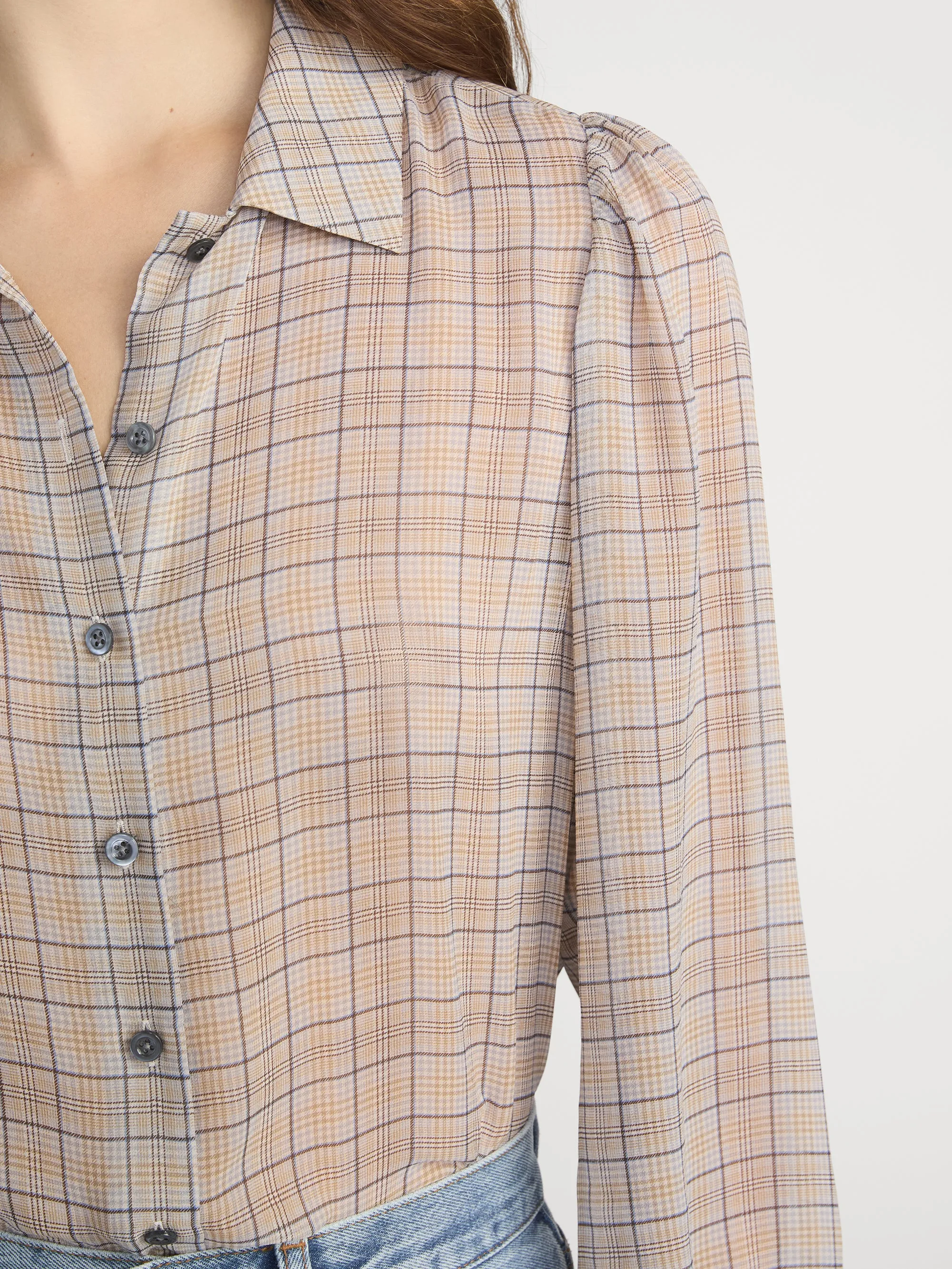 The Plaid Staple Blouse -- Walnut Multi sold by Frame Denim product image thumbnail 5