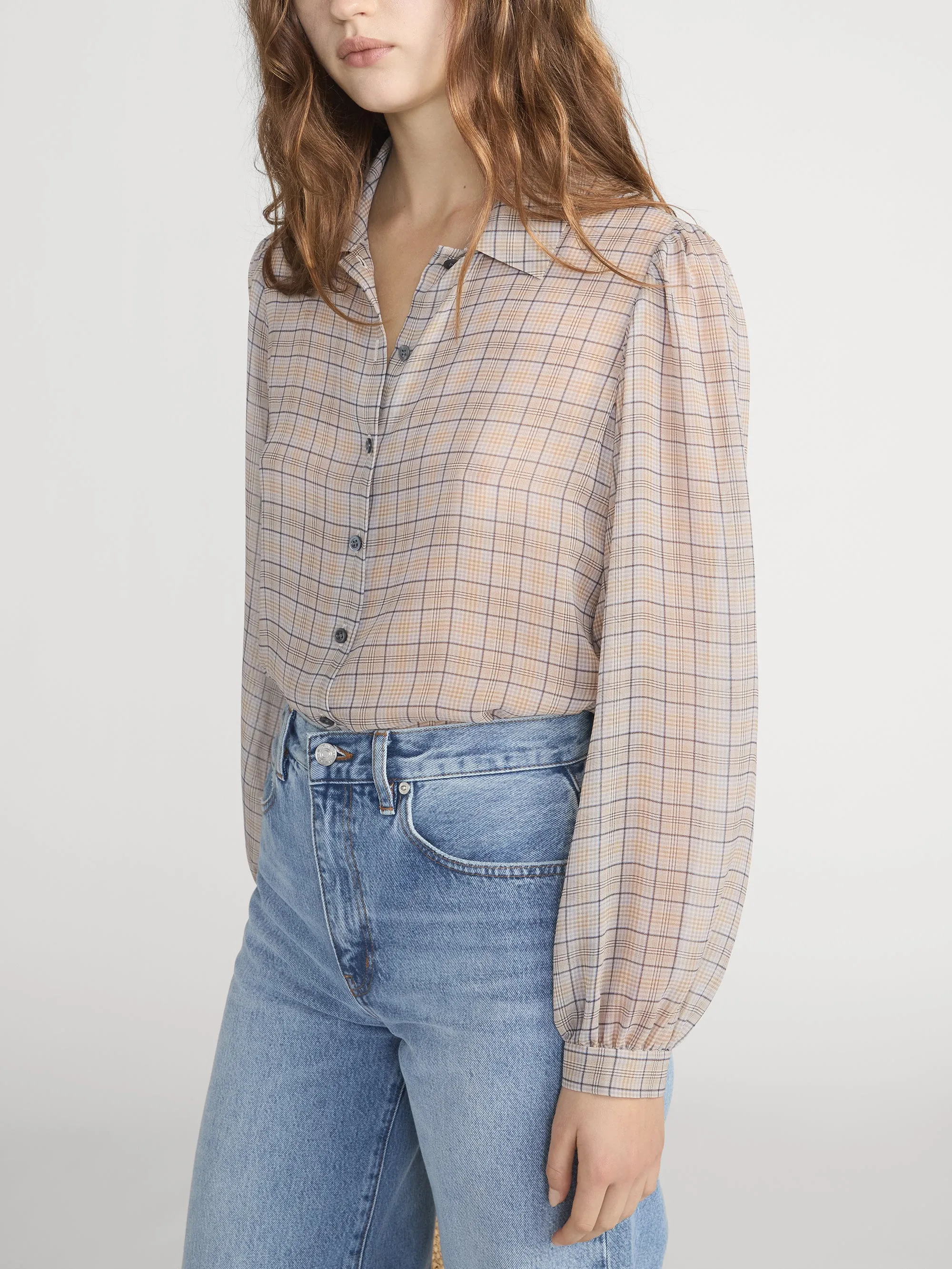 The Plaid Staple Blouse -- Walnut Multi sold by Frame Denim product image thumbnail 4