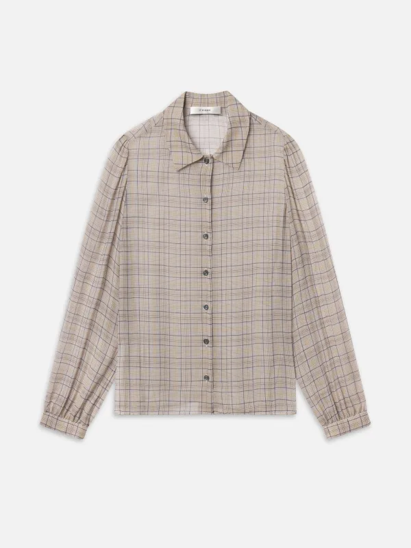 The Plaid Staple Blouse -- Walnut Multi sold by Frame Denim