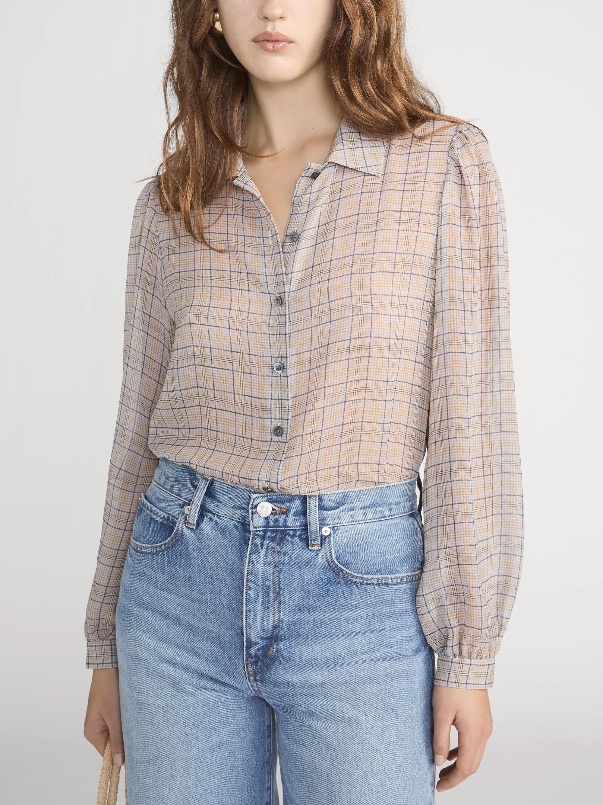 The Plaid Staple Blouse -- Walnut Multi sold by Frame Denim product image thumbnail 3
