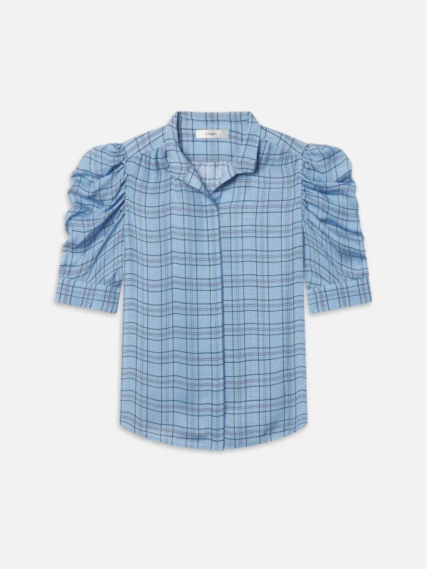 The Plaid Gillian Top -- Sky Blue Multi sold by Frame Denim