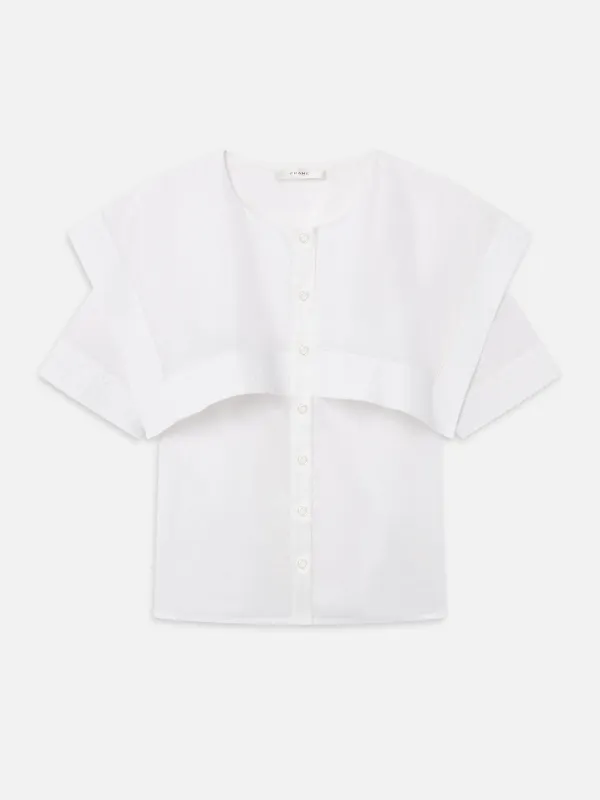 The Sleek Cape Shirt -- White made by Frame Denim