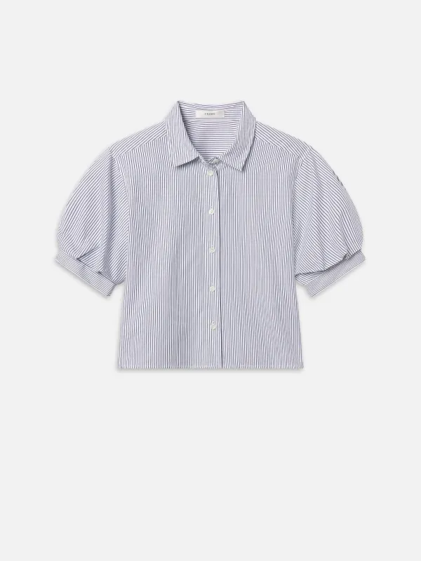 The Billow Sleeve Shirt -- Navy Stripe made by Frame Denim