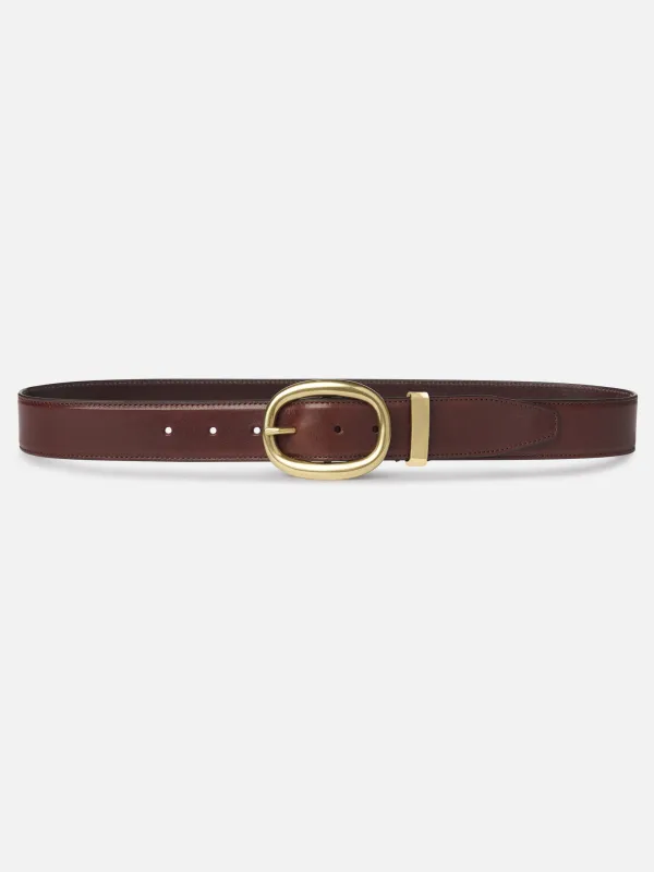 The Organic Round Buckle Belt -- Dark Brown made by Frame Denim