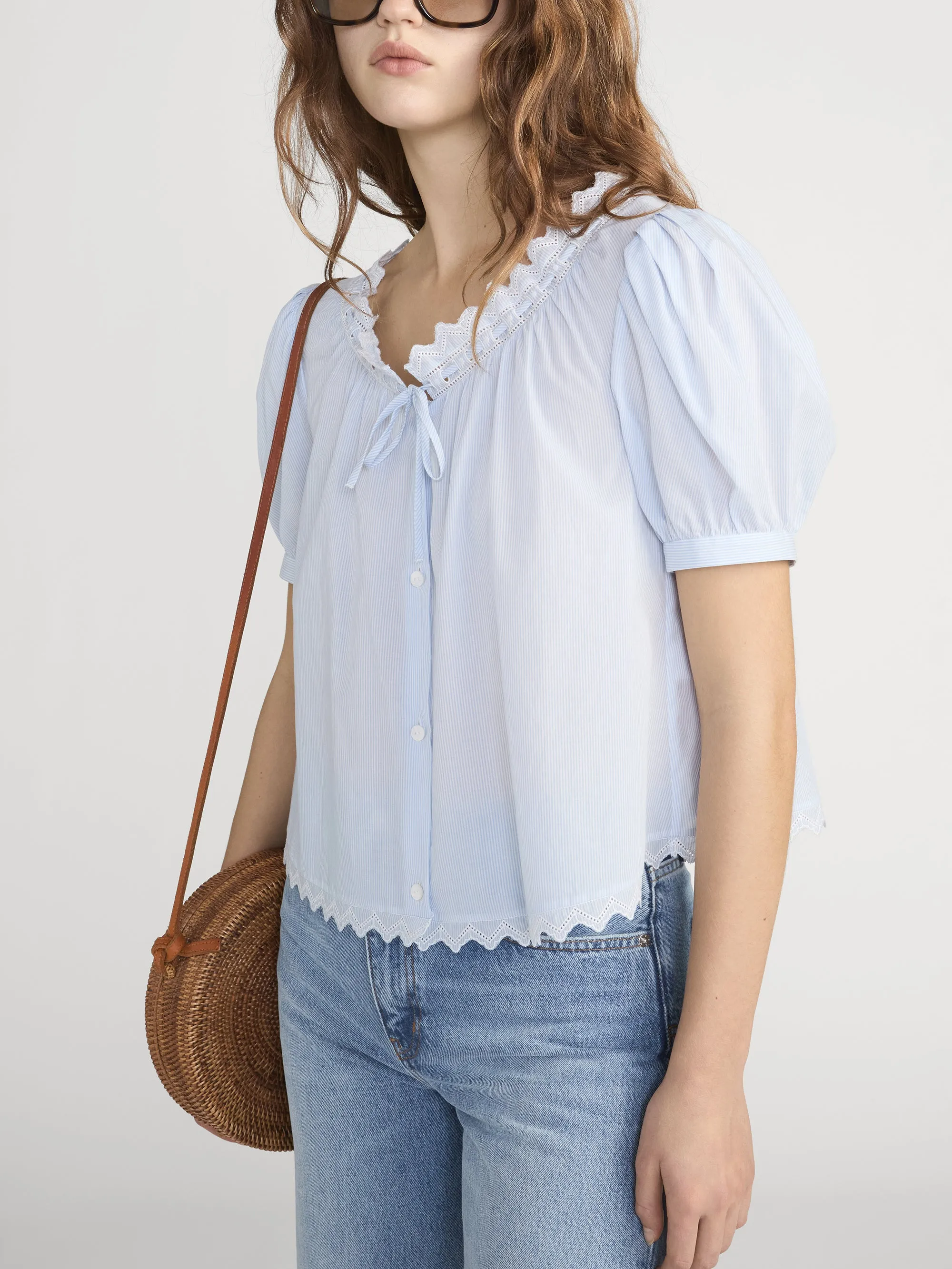 The Serene Top -- Powder Blue Multi sold by Frame Denim product image thumbnail 4