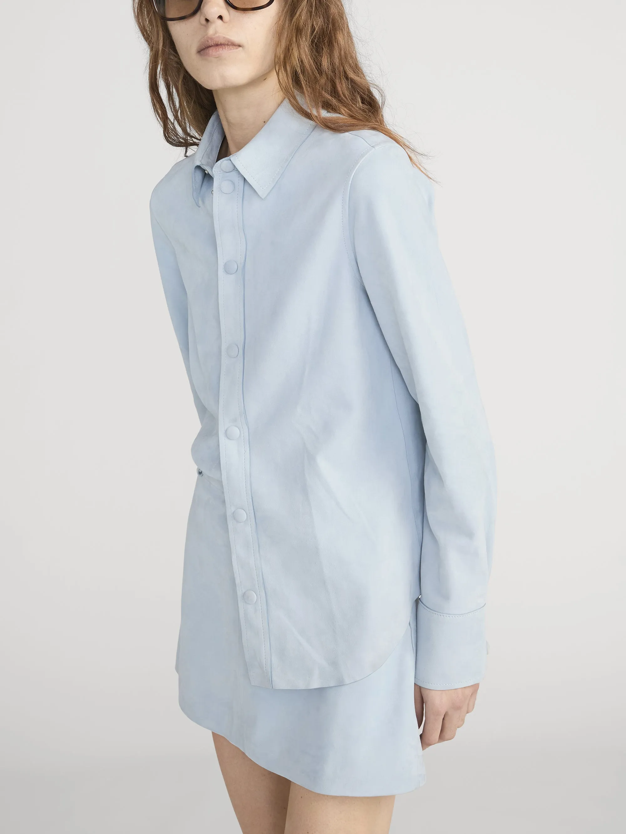 The Suede Slim Shirt -- Sky Blue sold by Frame Denim product image thumbnail 5