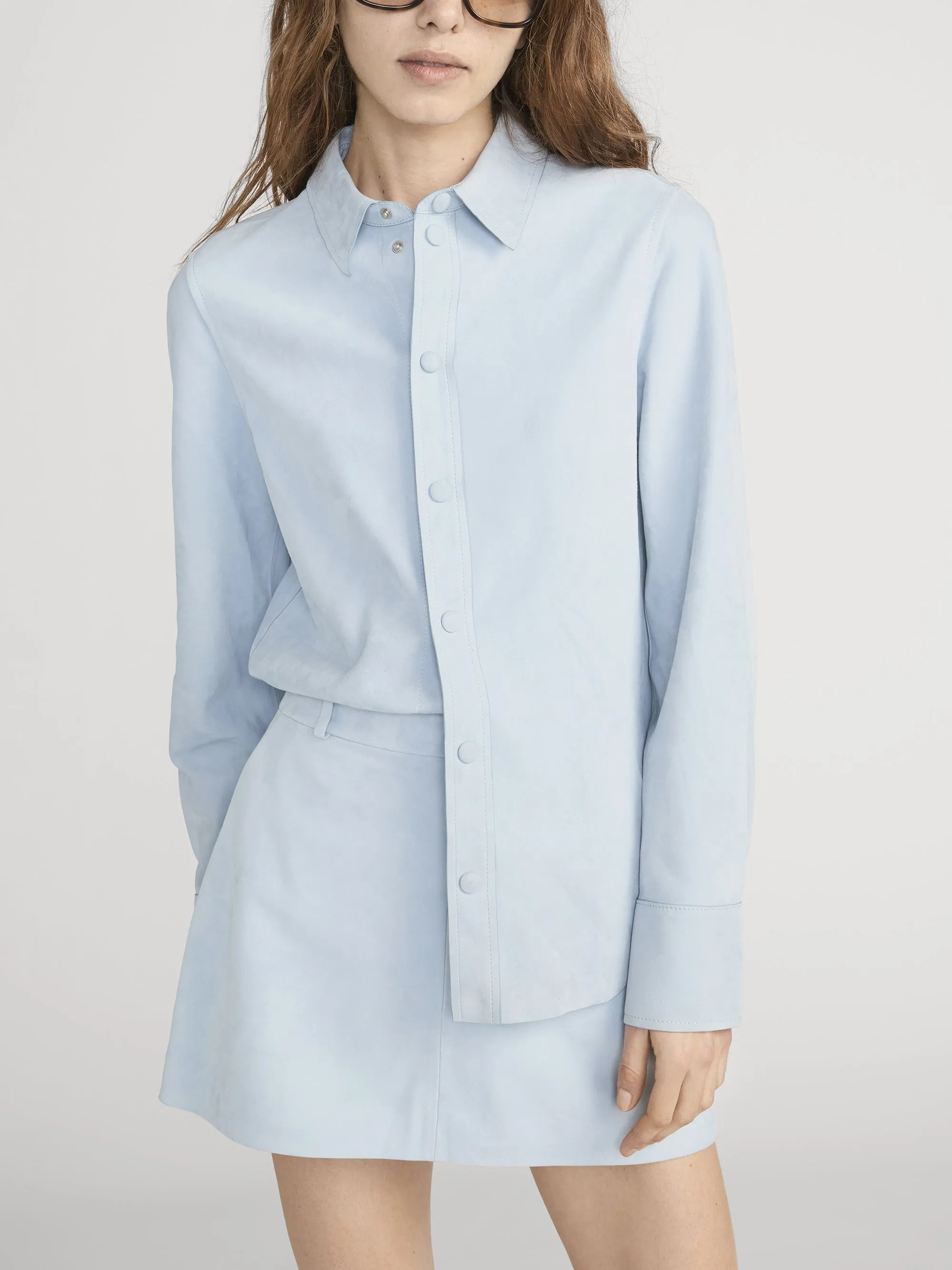 The Suede Slim Shirt -- Sky Blue sold by Frame Denim product image thumbnail 3