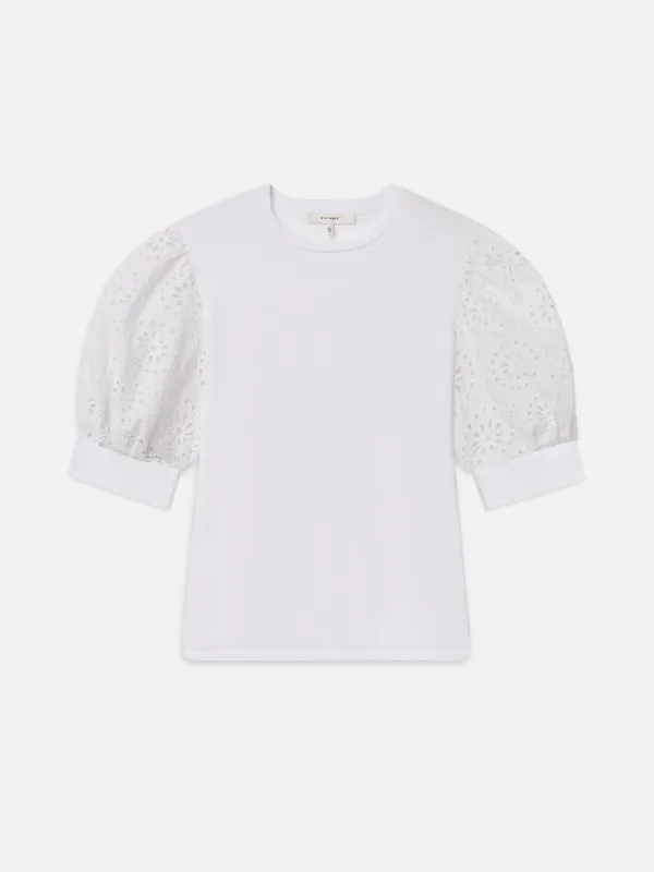 The Solstice Eyelet Tee -- White sold by Frame Denim