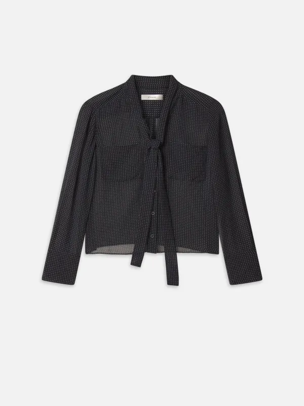 Polka Dot Modern Tie Blouse -- Navy Multi sold by Frame Denim