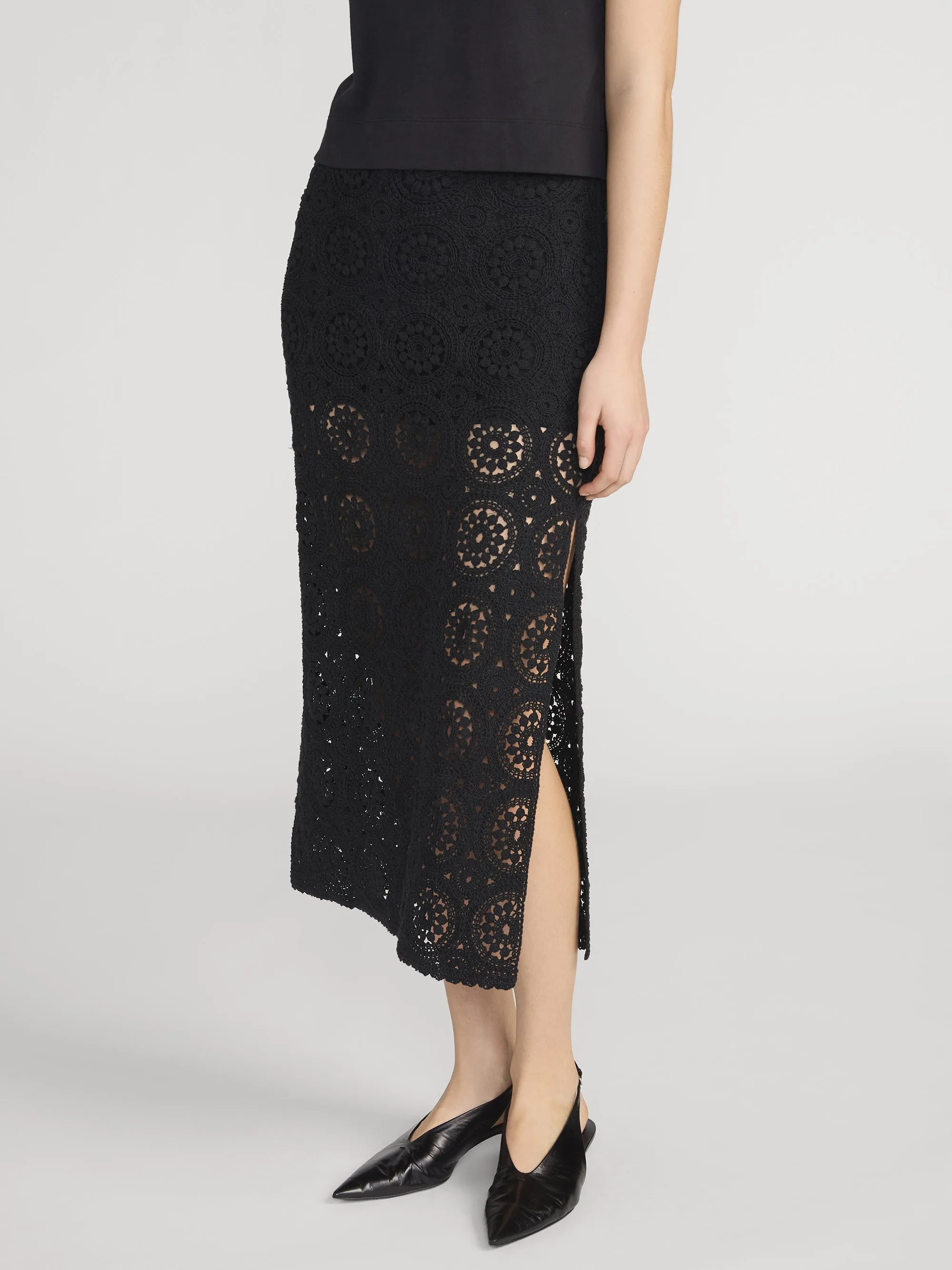 The Crochet Midi Skirt -- Black sold by Frame Denim product image thumbnail 4