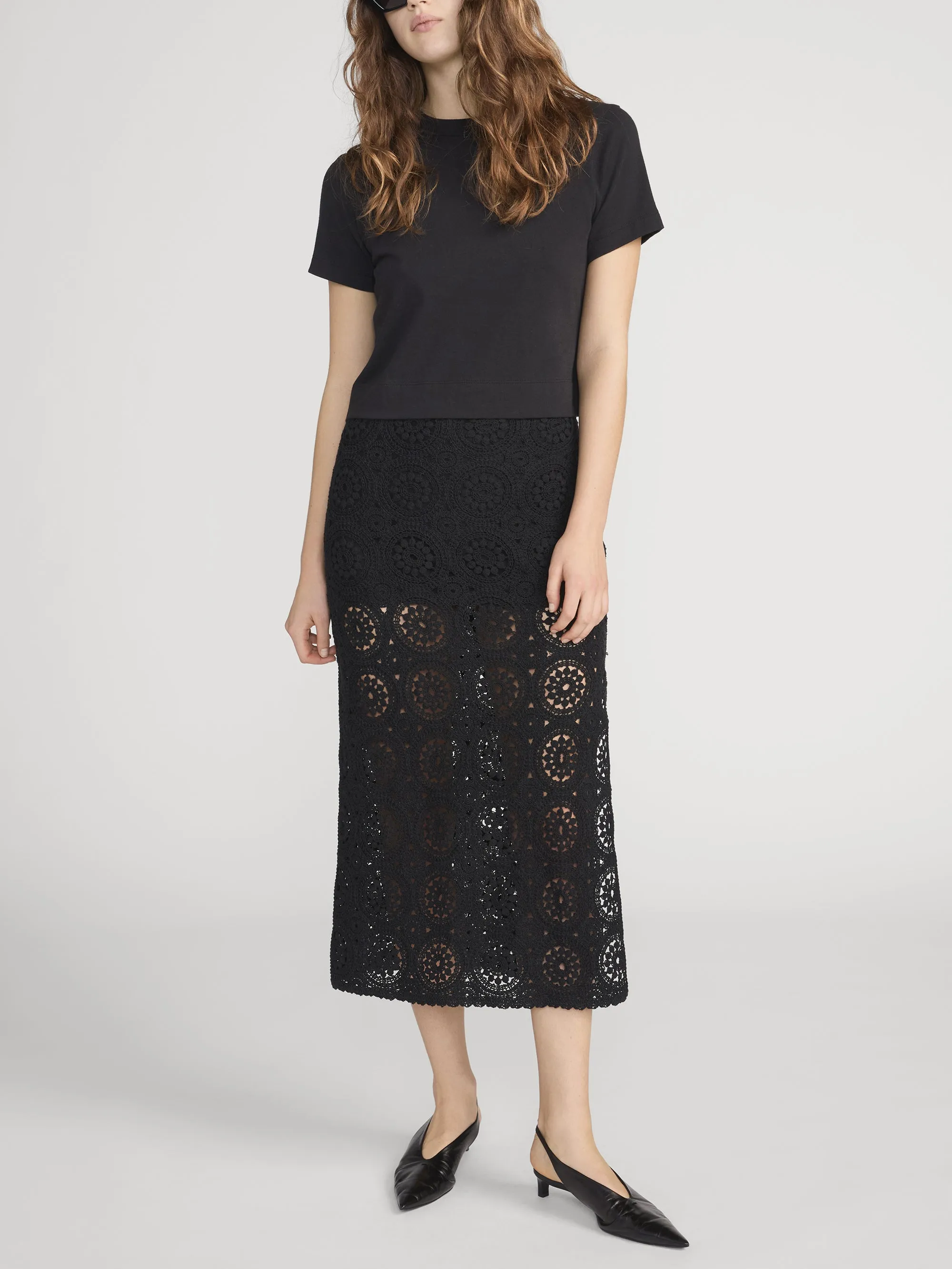 The Crochet Midi Skirt -- Black sold by Frame Denim product image thumbnail 2