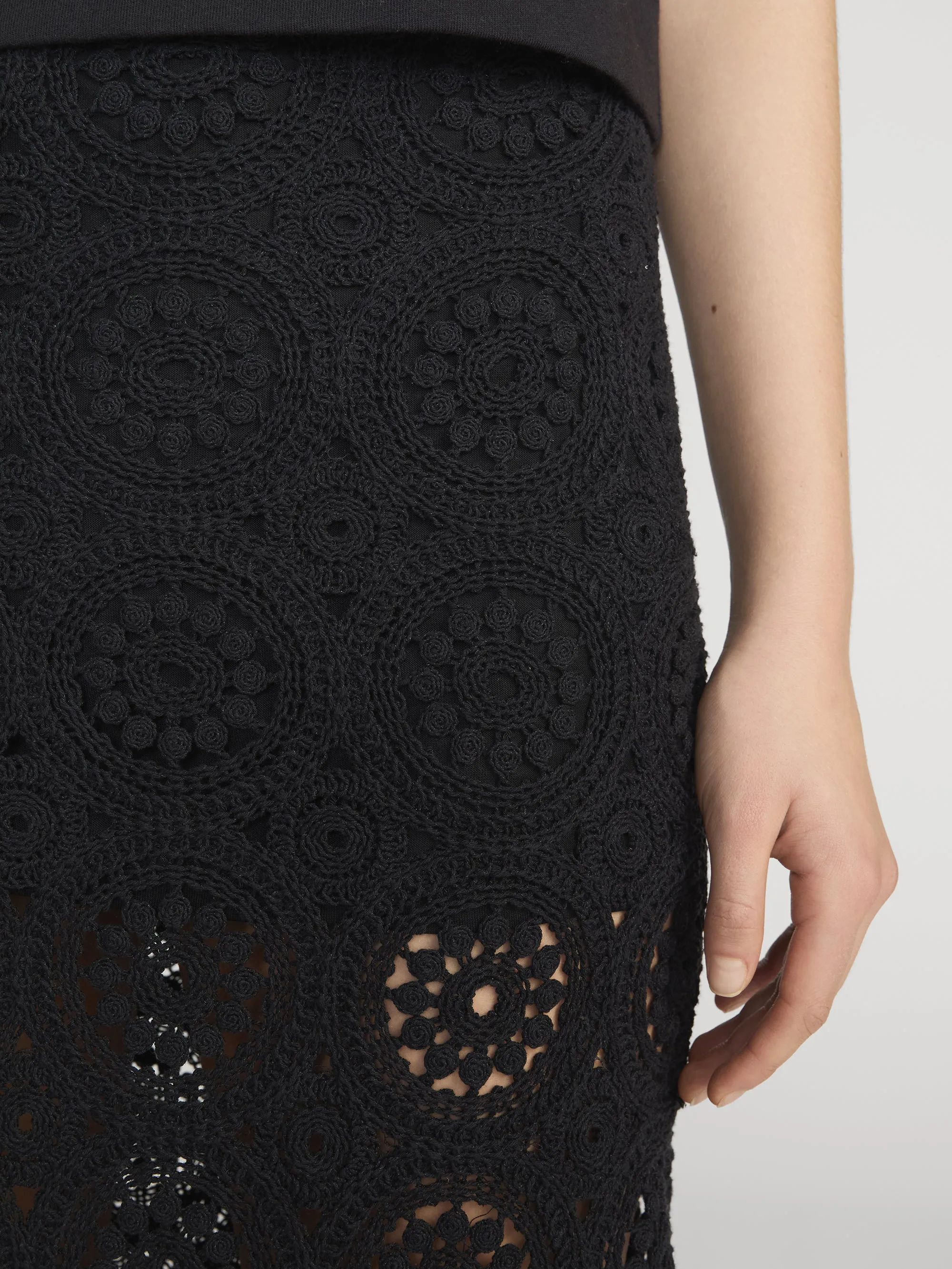 The Crochet Midi Skirt -- Black sold by Frame Denim product image thumbnail 5