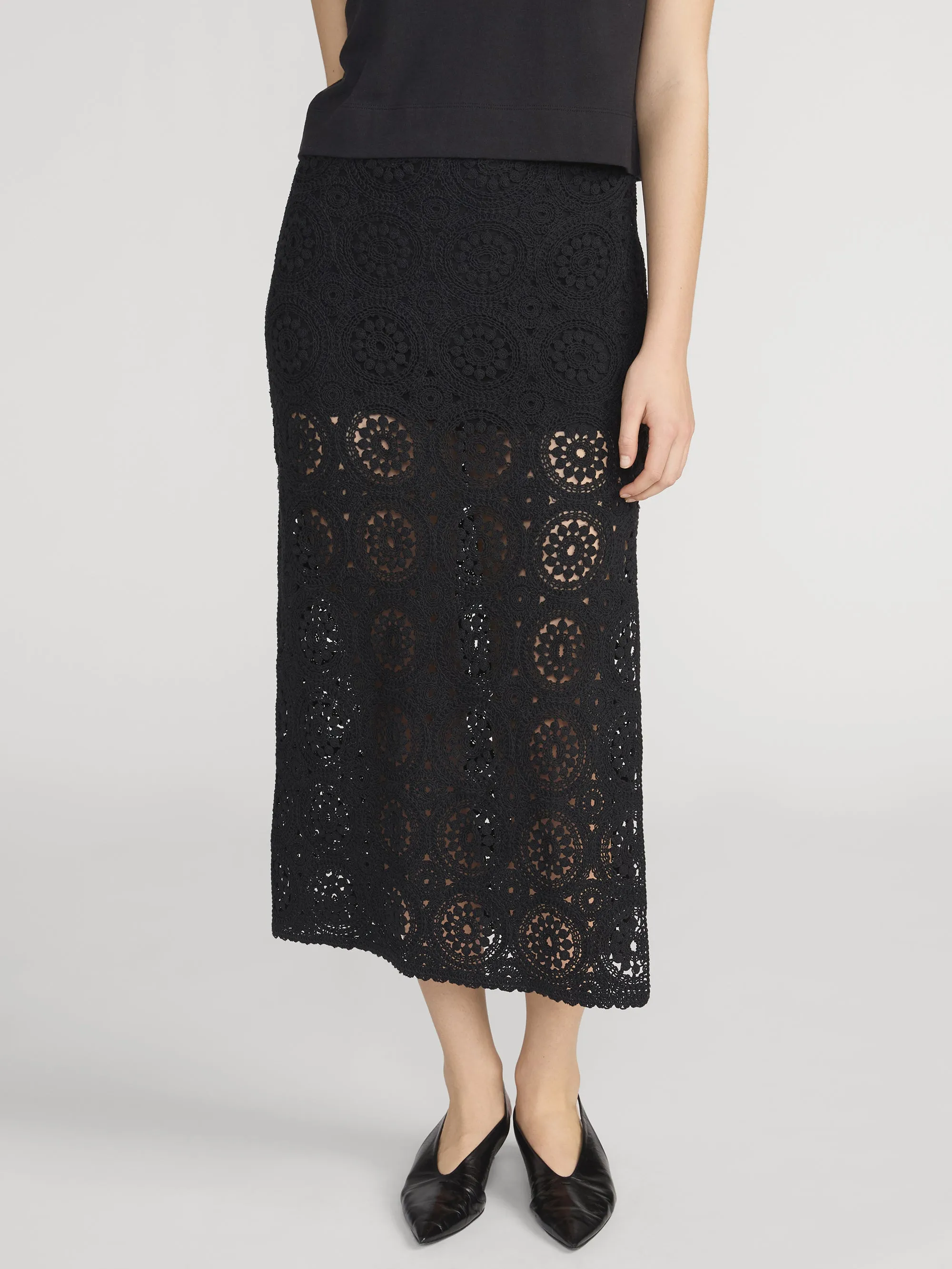 The Crochet Midi Skirt -- Black sold by Frame Denim product image thumbnail 3