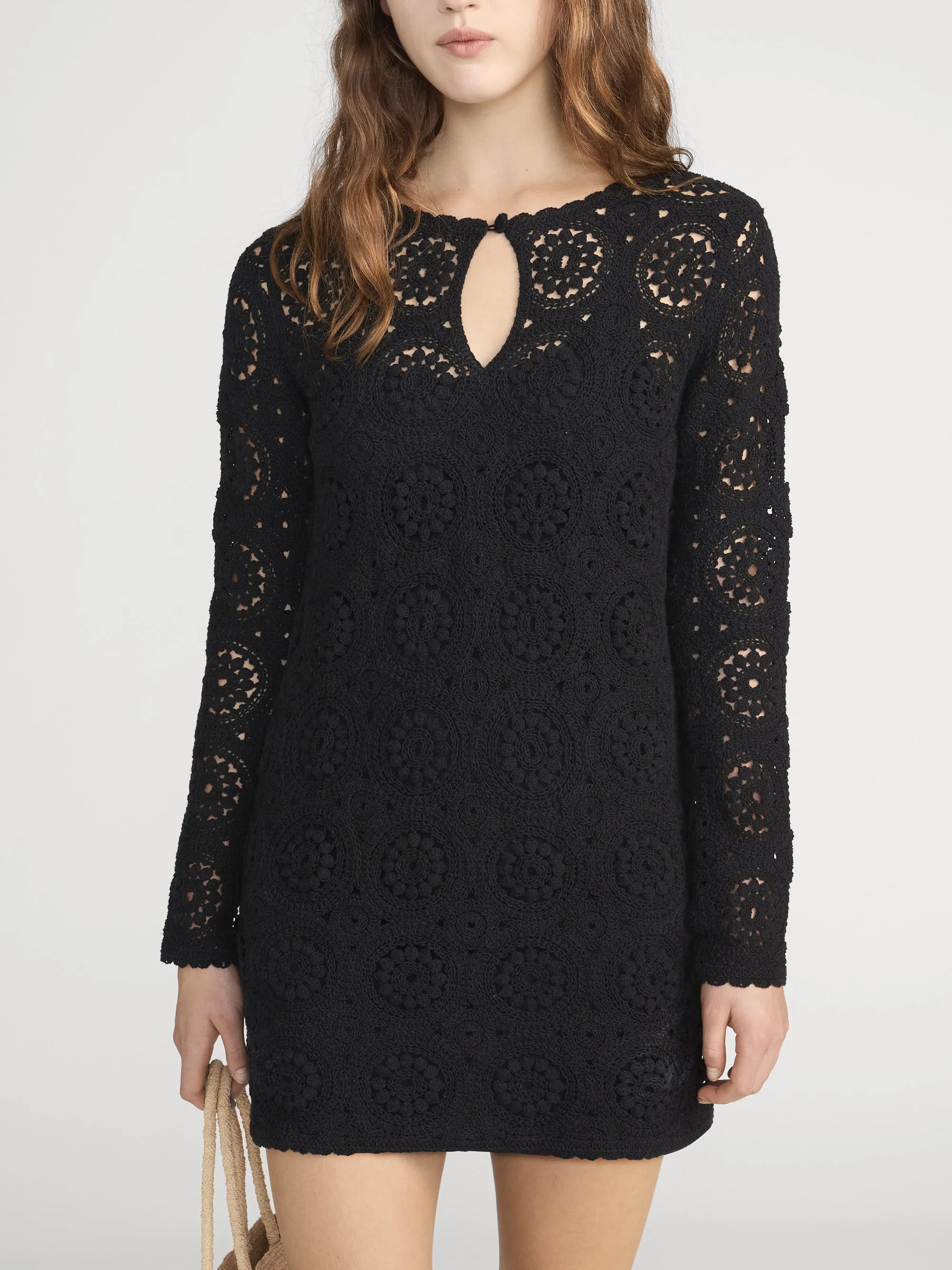 The Crochet Keyhole Dress -- Black sold by Frame Denim product image thumbnail 3