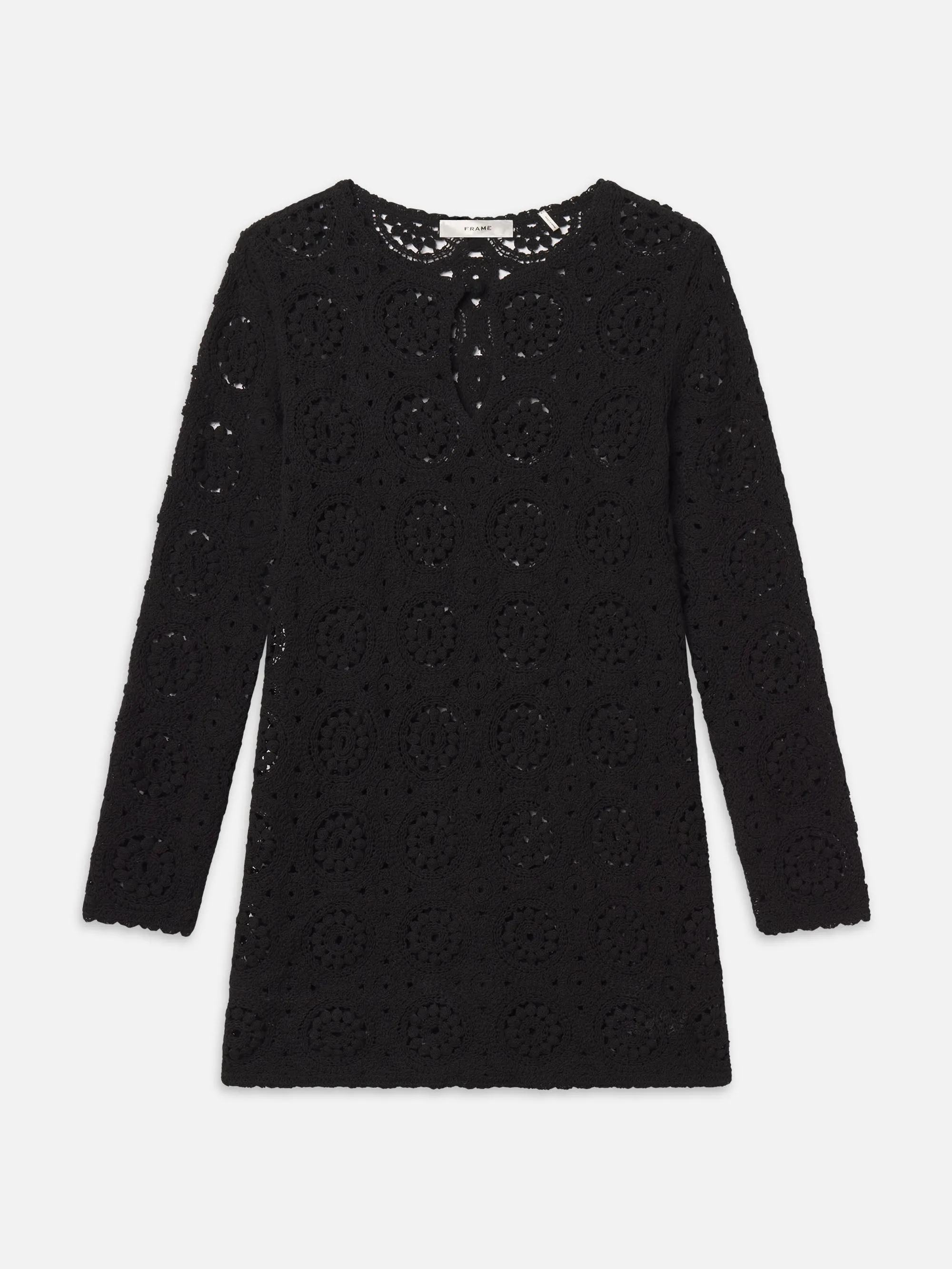 The Crochet Keyhole Dress -- Black sold by Frame Denim