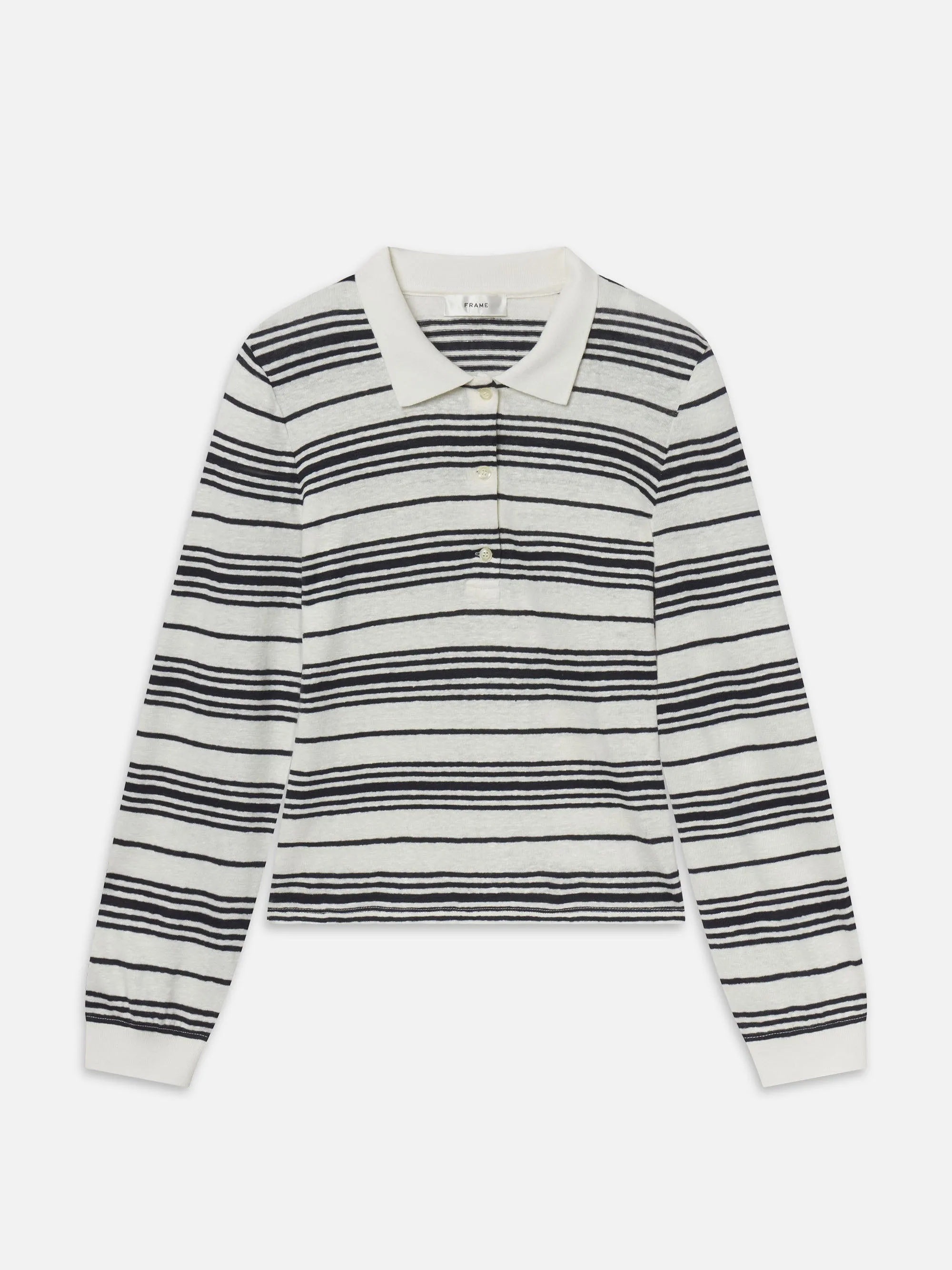 The Striped Polo -- Cream sold by Frame Denim