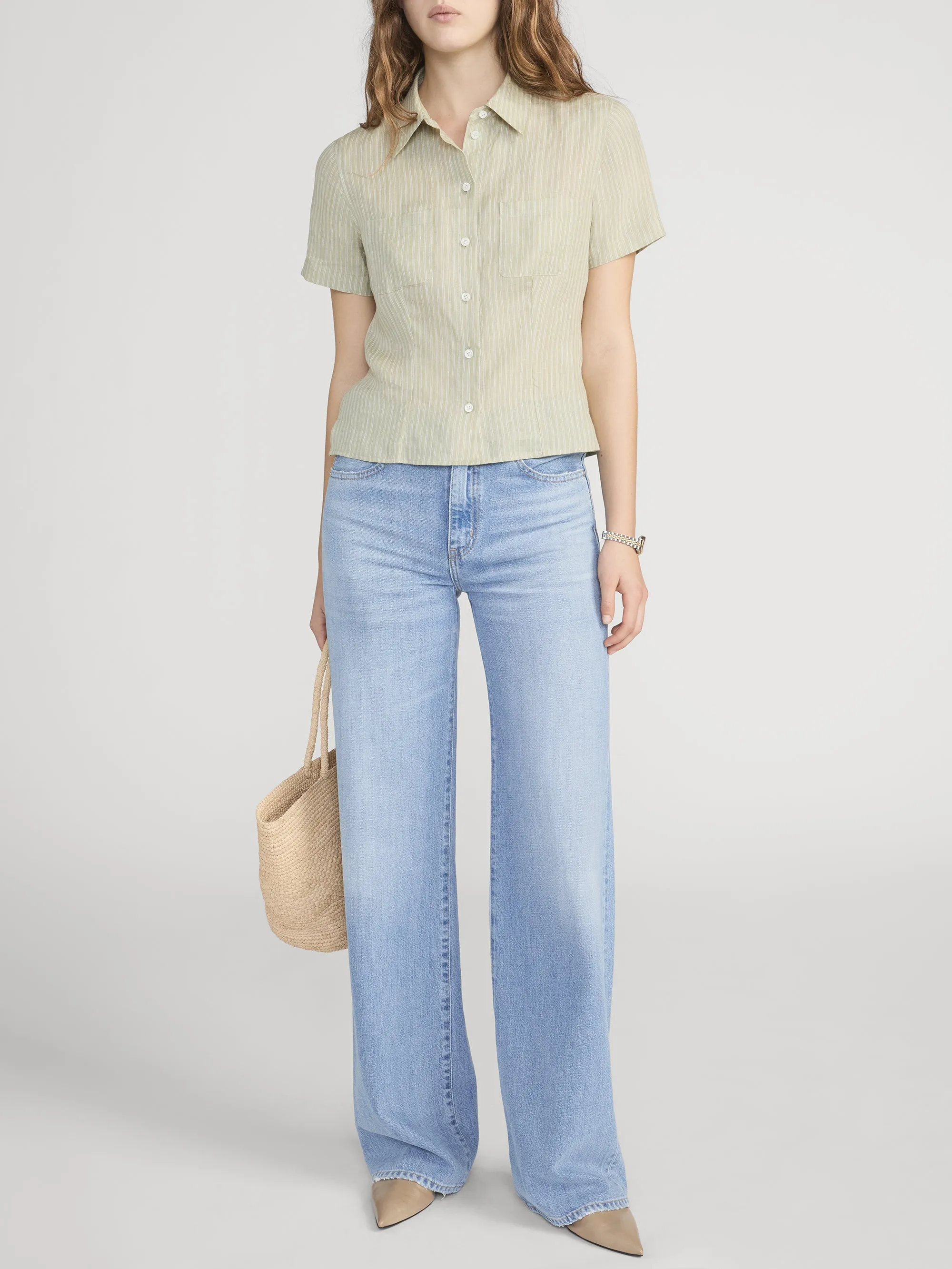 The Linen Seaside Shirt -- Sage Multi sold by Frame Denim product image thumbnail 2
