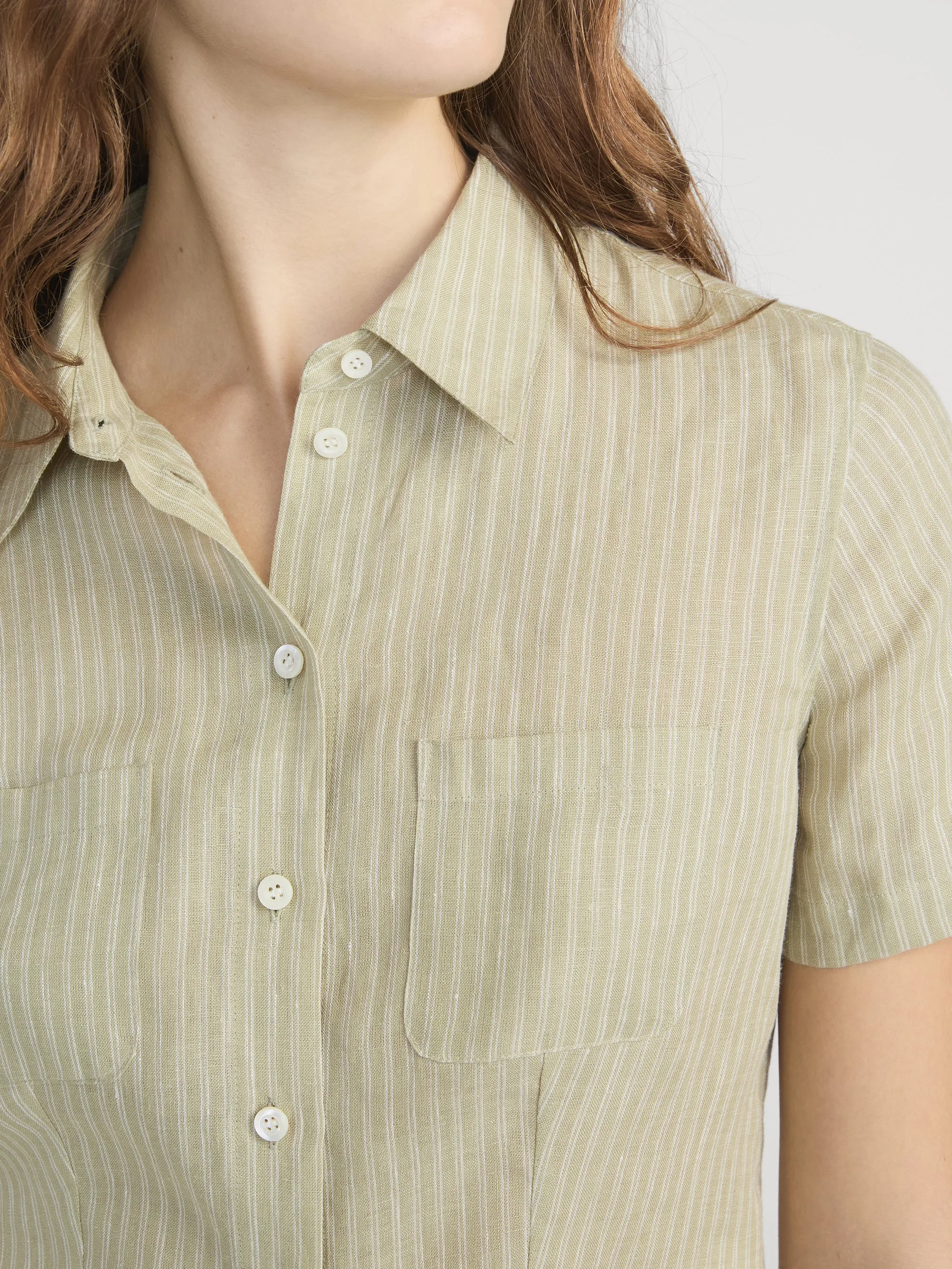 The Linen Seaside Shirt -- Sage Multi sold by Frame Denim product image thumbnail 5
