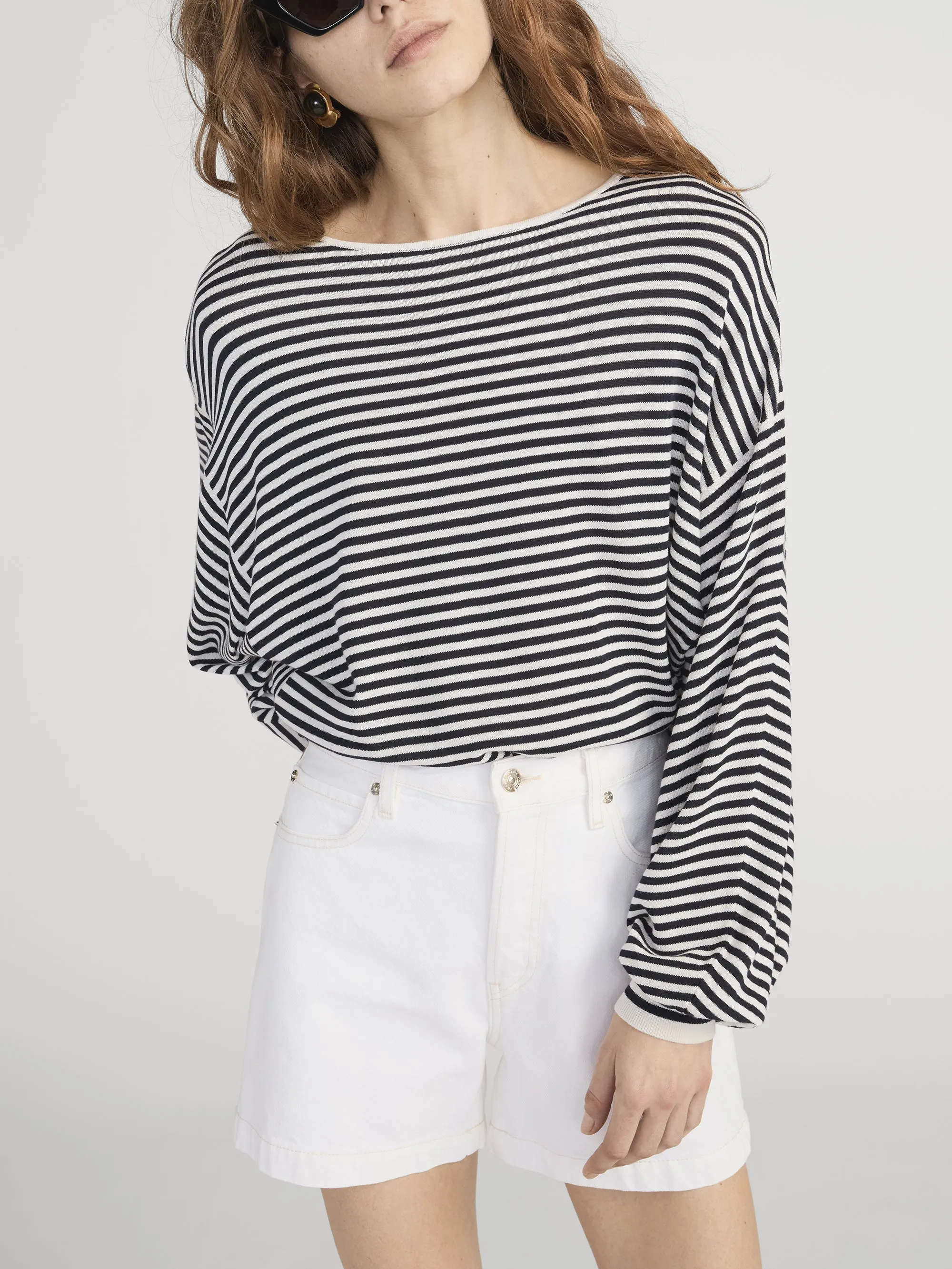 The Striped Slouchy Sweater -- Cream Multi sold by Frame Denim product image thumbnail 3