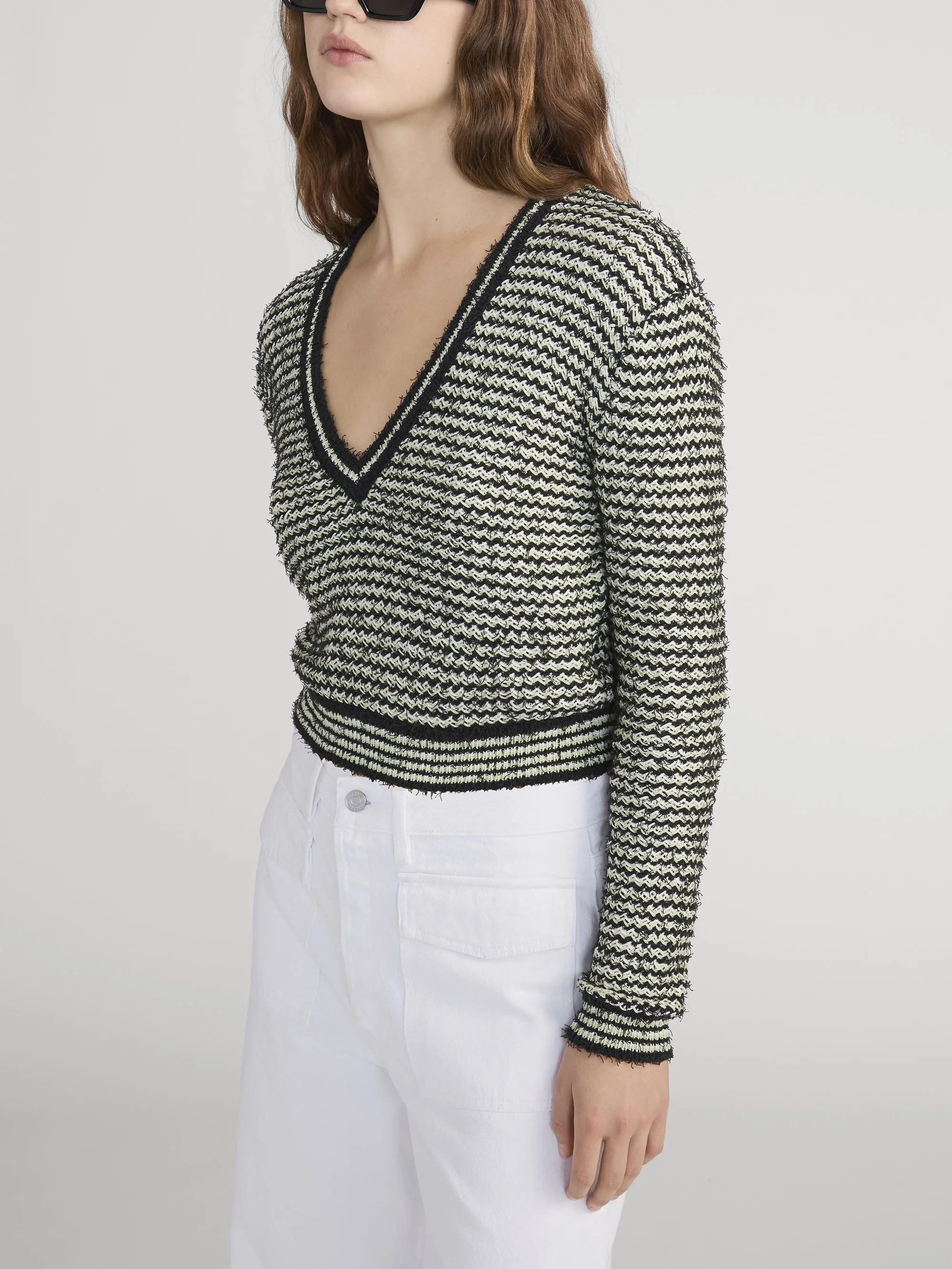 The Eyelash V Sweater -- Soft Lime sold by Frame Denim product image thumbnail 4