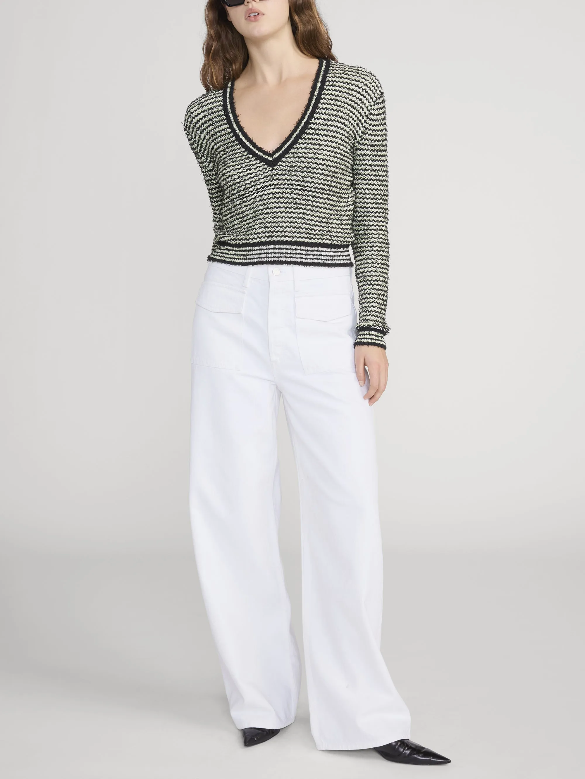 The Eyelash V Sweater -- Soft Lime sold by Frame Denim product image thumbnail 2